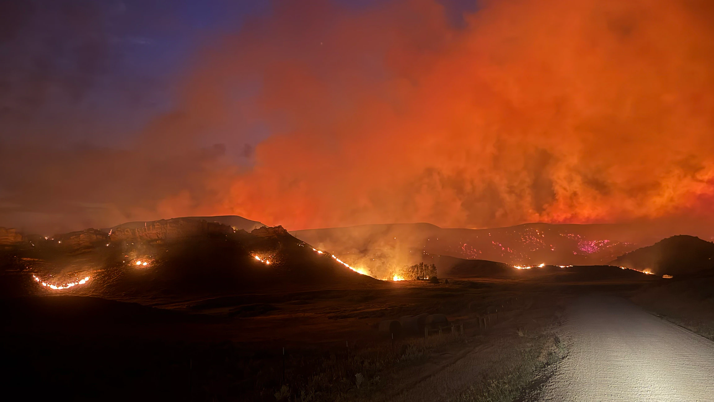 The Weiser Knoll Fire southeast of Lander started Sunday afternoon and was still 0% contained Tuesday.