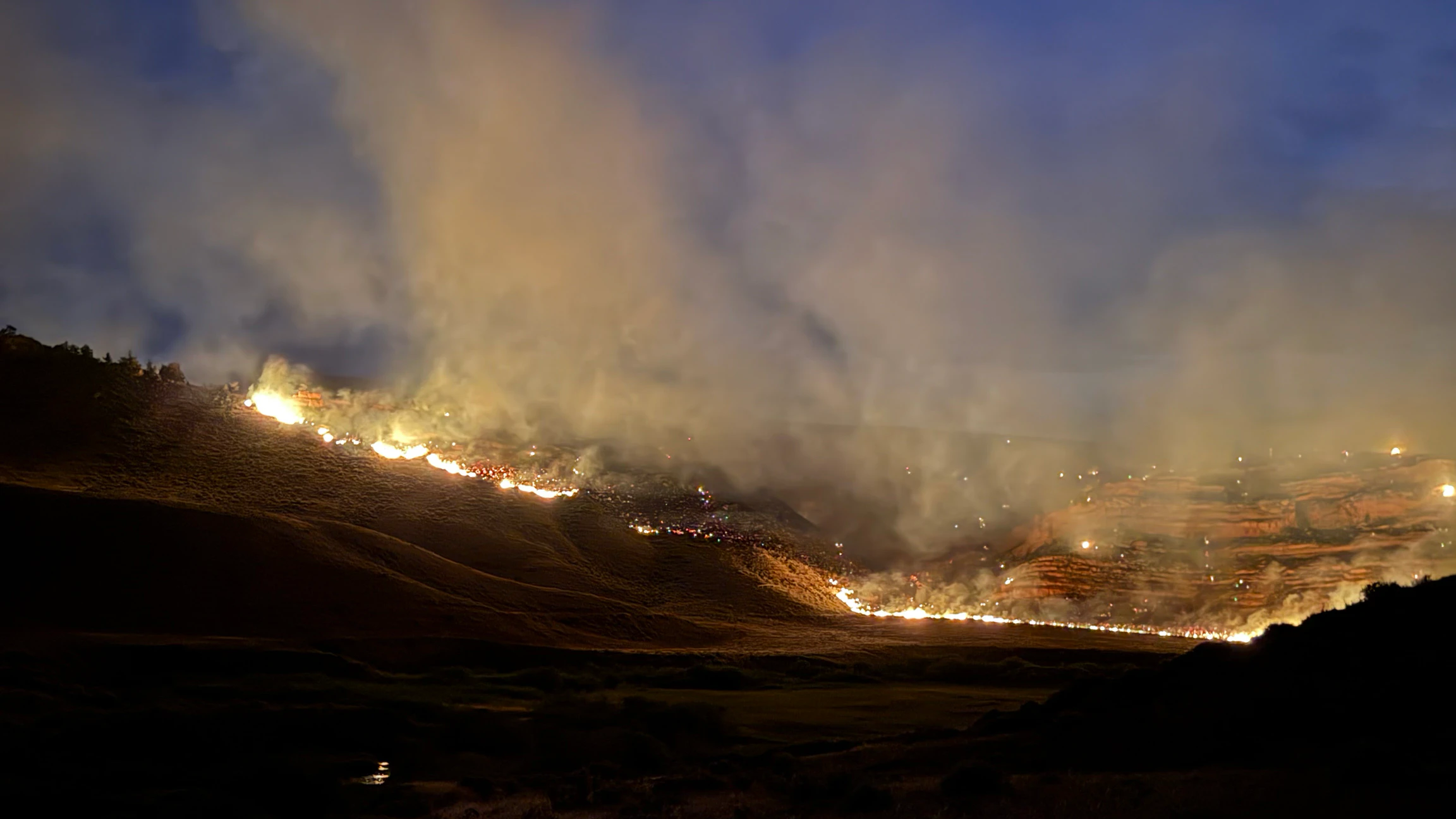 The Weiser Knoll Fire southeast of Lander started Sunday afternoon and was still 0% contained Tuesday.