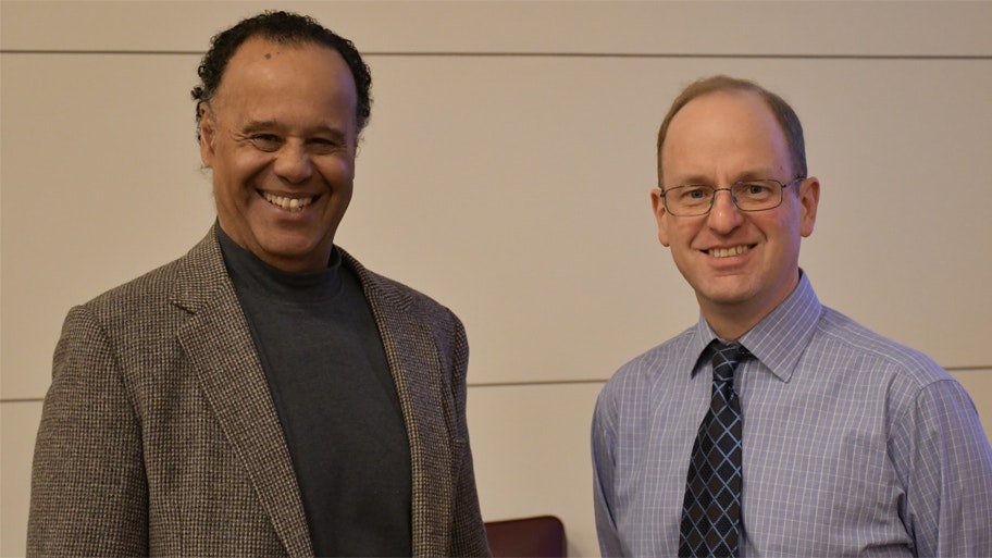 Fordham University Second Amendment scholar Nicholas Johnson (left) and University of Wyoming Professor of Law George Moscary (right).