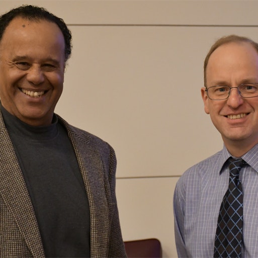 Fordham University Second Amendment scholar Nicholas Johnson (left) and University of Wyoming Professor of Law George Moscary (right).