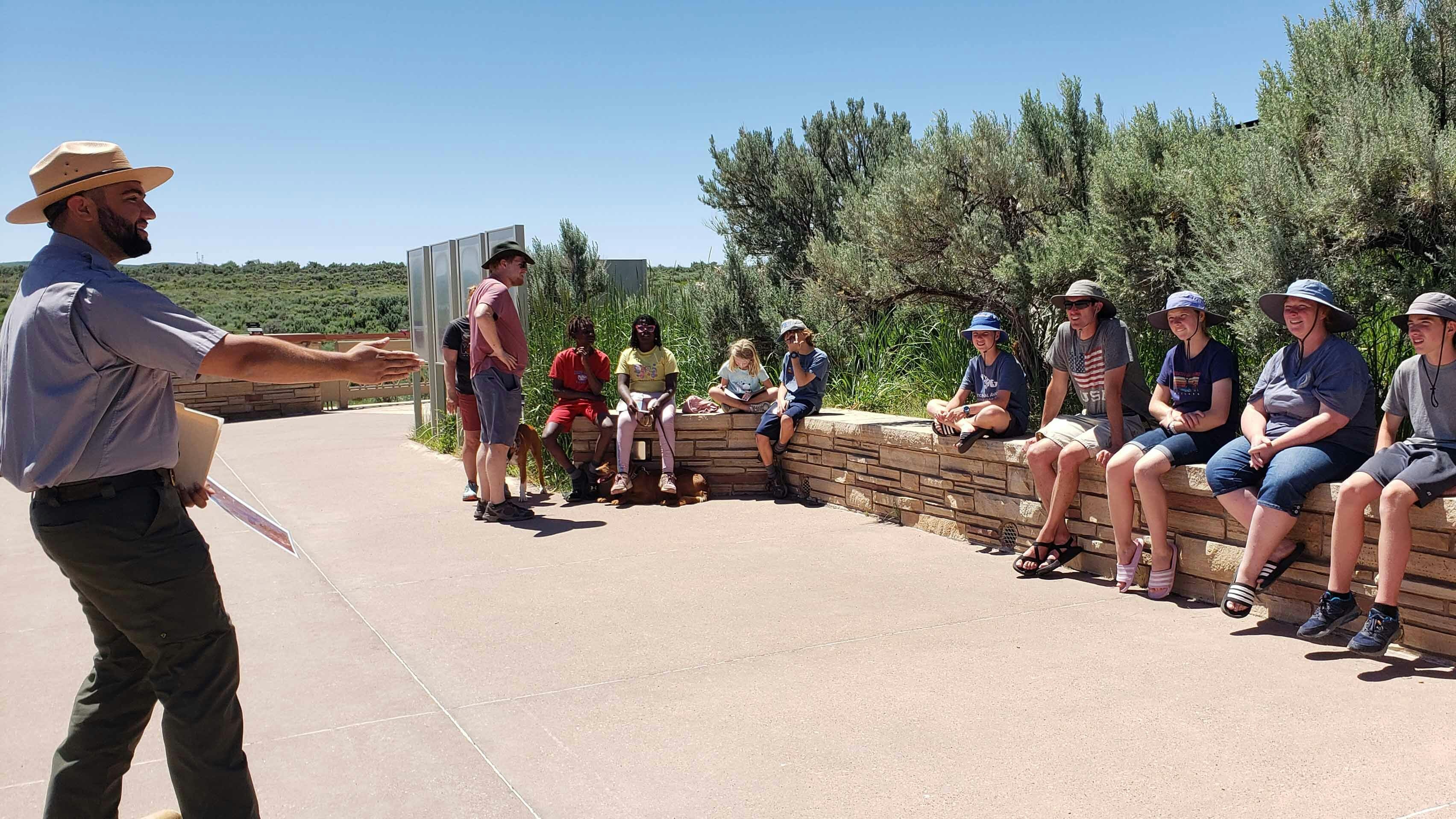 Ranger Gaetano Palazzo gives an entomology talk to visitors to Fossil Butte National Monument