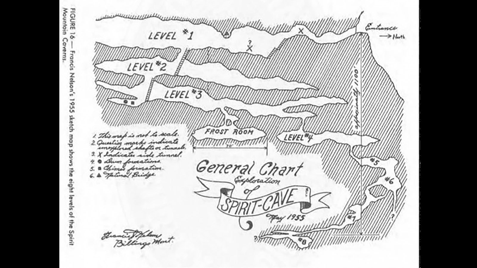 An outline of the caverns.