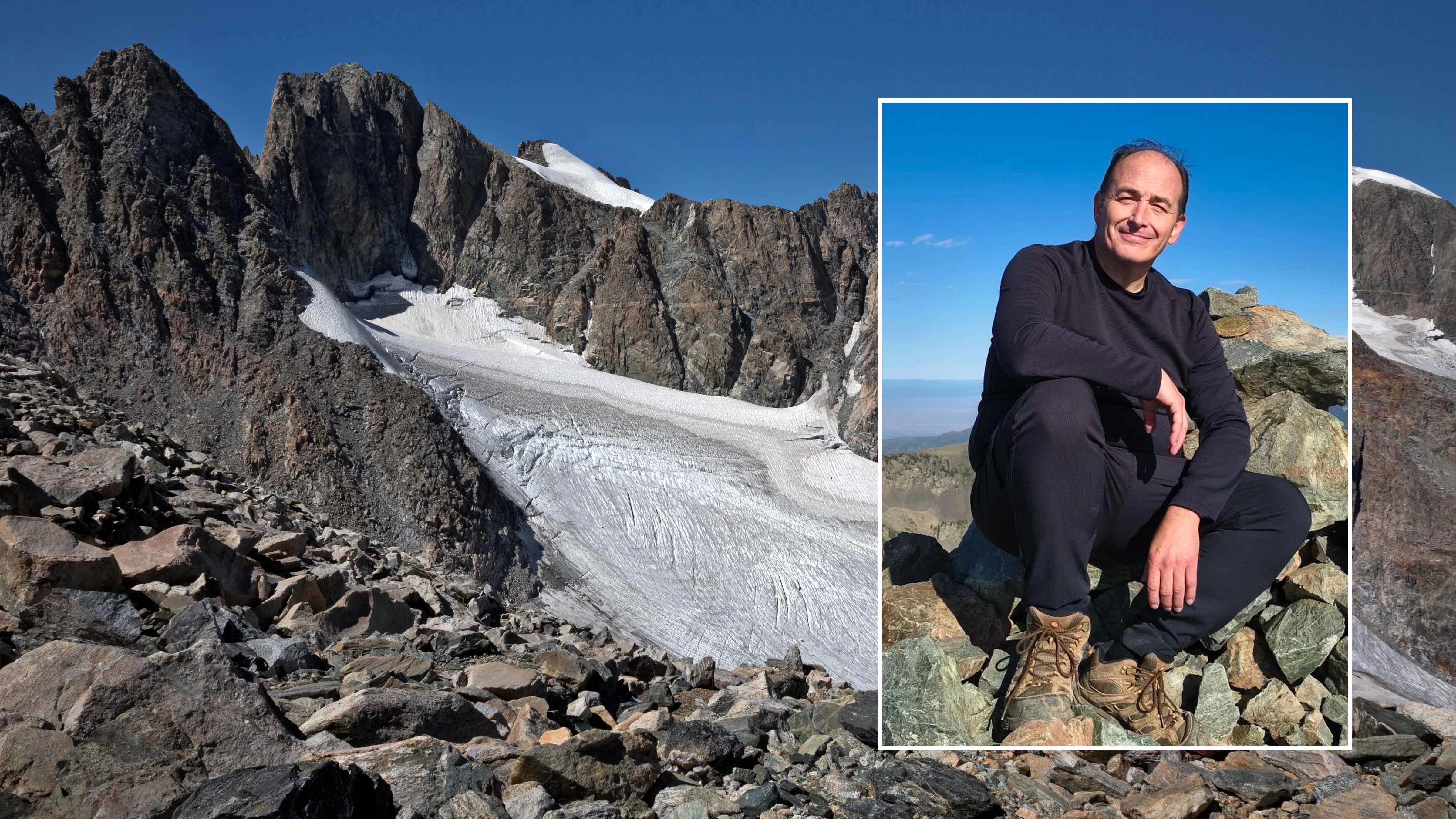View of Gannett Peak from Dinwoody Pass in Wind River Range. Inset: Shaun Mackelprang