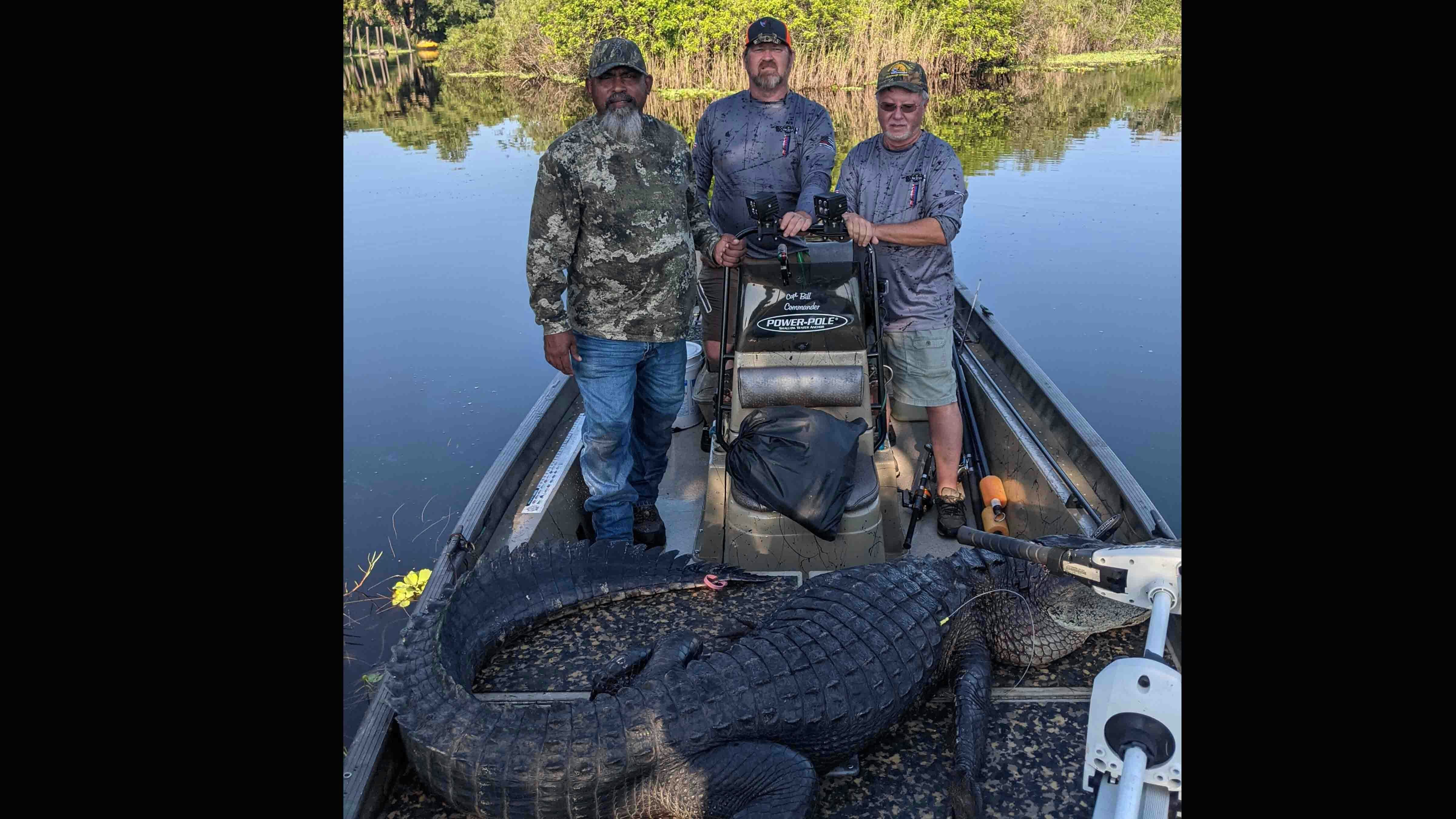 Bill Commander, center, helps mentor hunts for massive alligators in Florida. His group, 10 Can Inc. Christian Adventure Network, is hoping to trade gator hunting wisdom for Wyoming elk hunting tips.