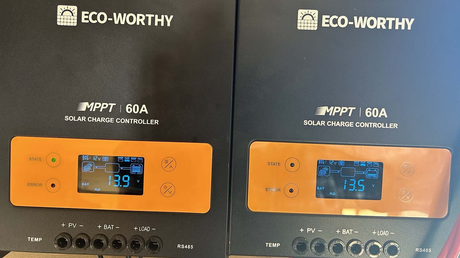 These charge controllers are part of the DIY solar-powered system that Sublette County resident John Thompson built to supply electricity to his home.