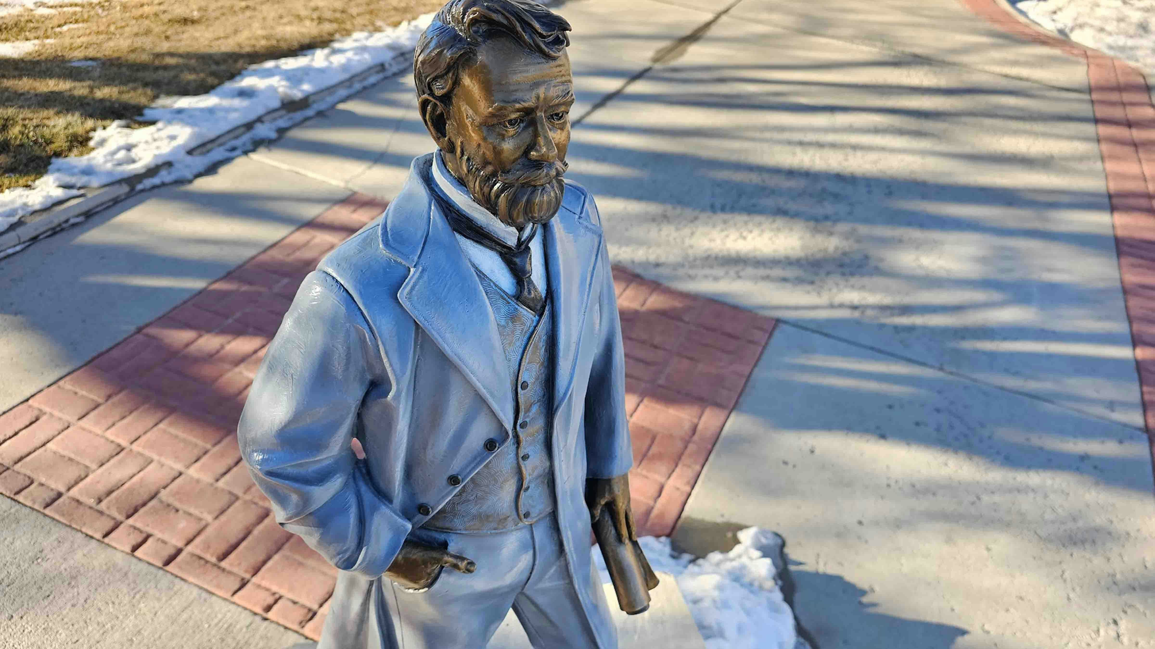 George Rainsford looks down 20th Street on Capitol Avenue on a city that's filled with his architectural influence. The sculptor was Joel Turner and the donors Rick and Abby Davis