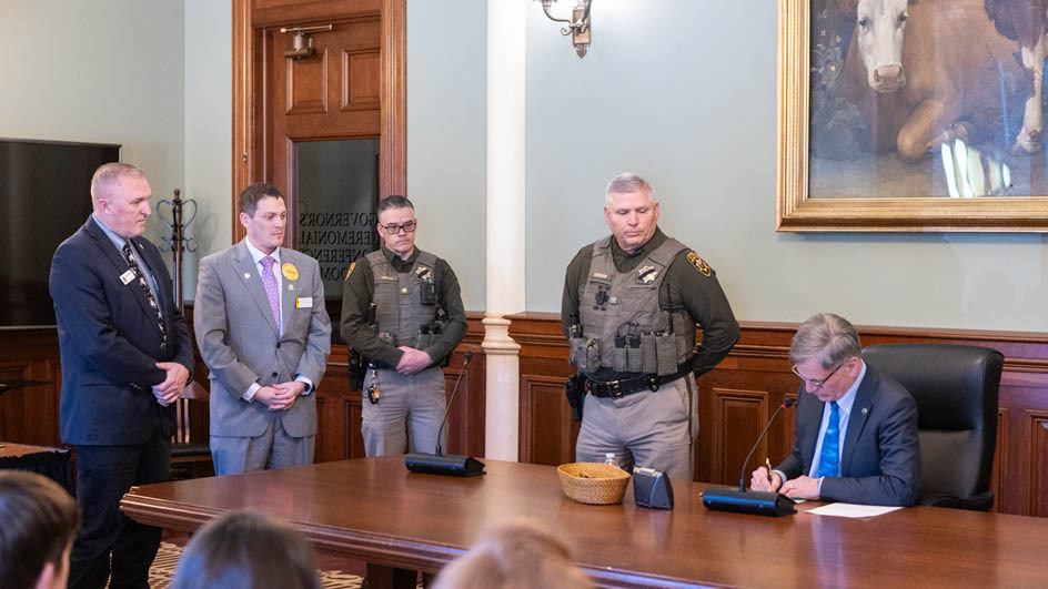 Gov. Mark Gordon on Thursday signed House Bill 32, which cements into state law an option for local law enforcement to cite non-English-proficient commercial truckers from the state’s roadways.