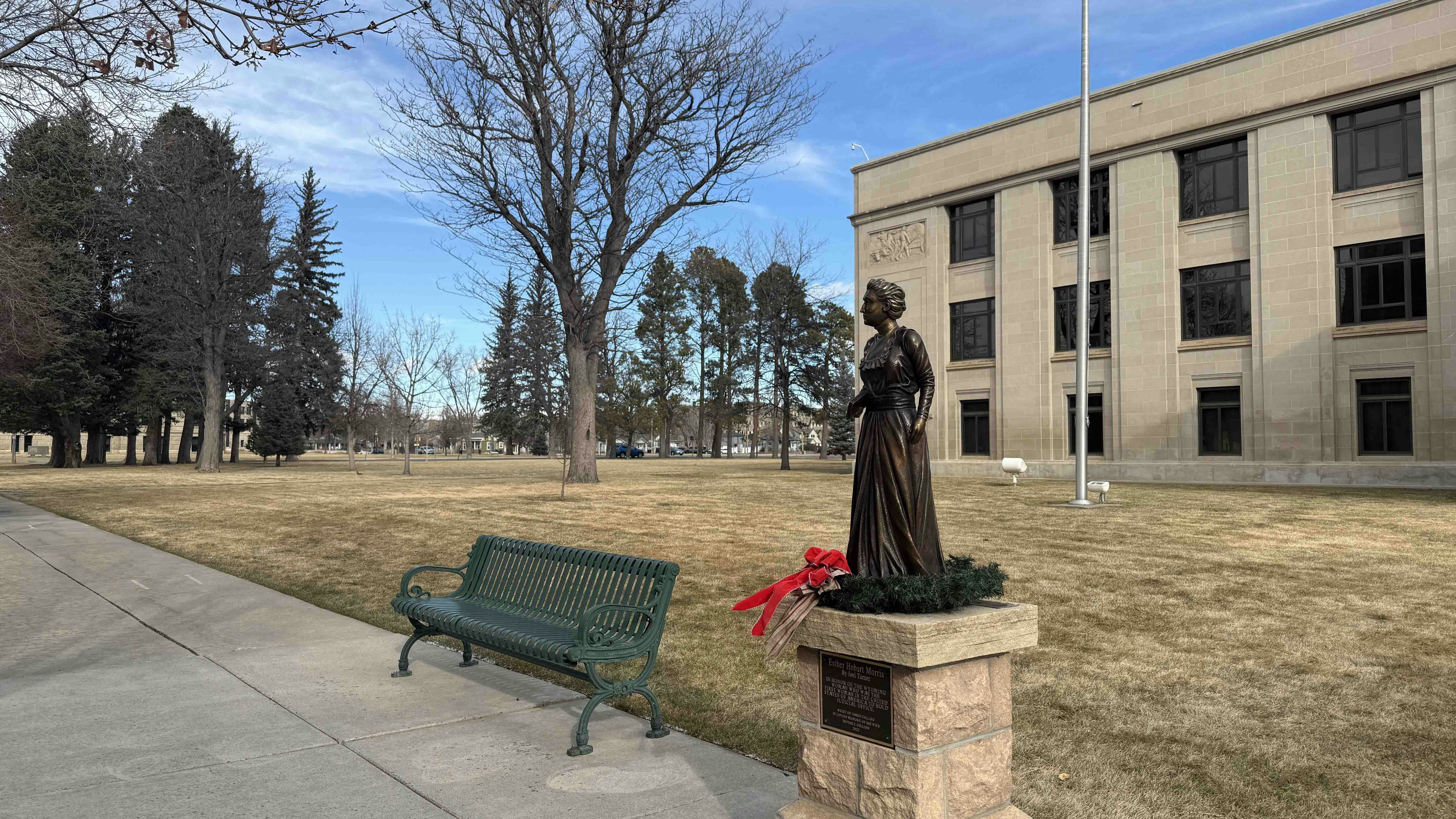 Dry and brown conditions outside of the Wyoming Supreme Court building on Saturday, December 20, 2025