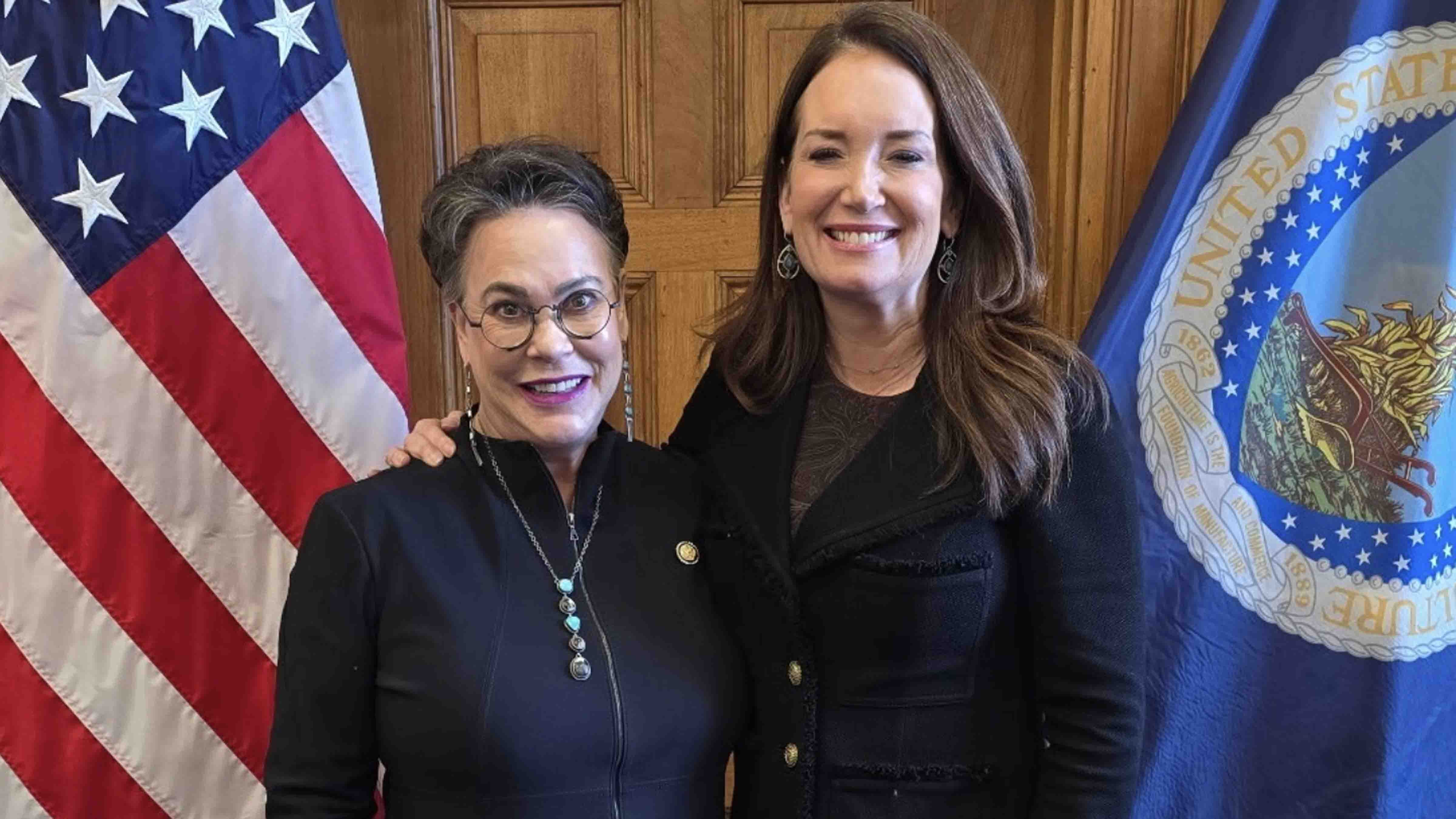 U.S. Rep. Harriet Hageman (left) and Agriculture Secretary Brooke Rollins (right)
