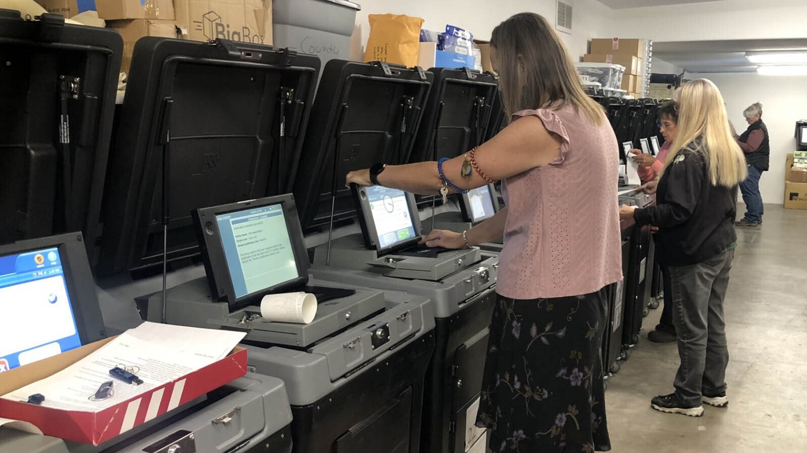 Prior to doing a hand-count ballot test, the Campbell County Clerk's Office tested its electronic vote tabulators.