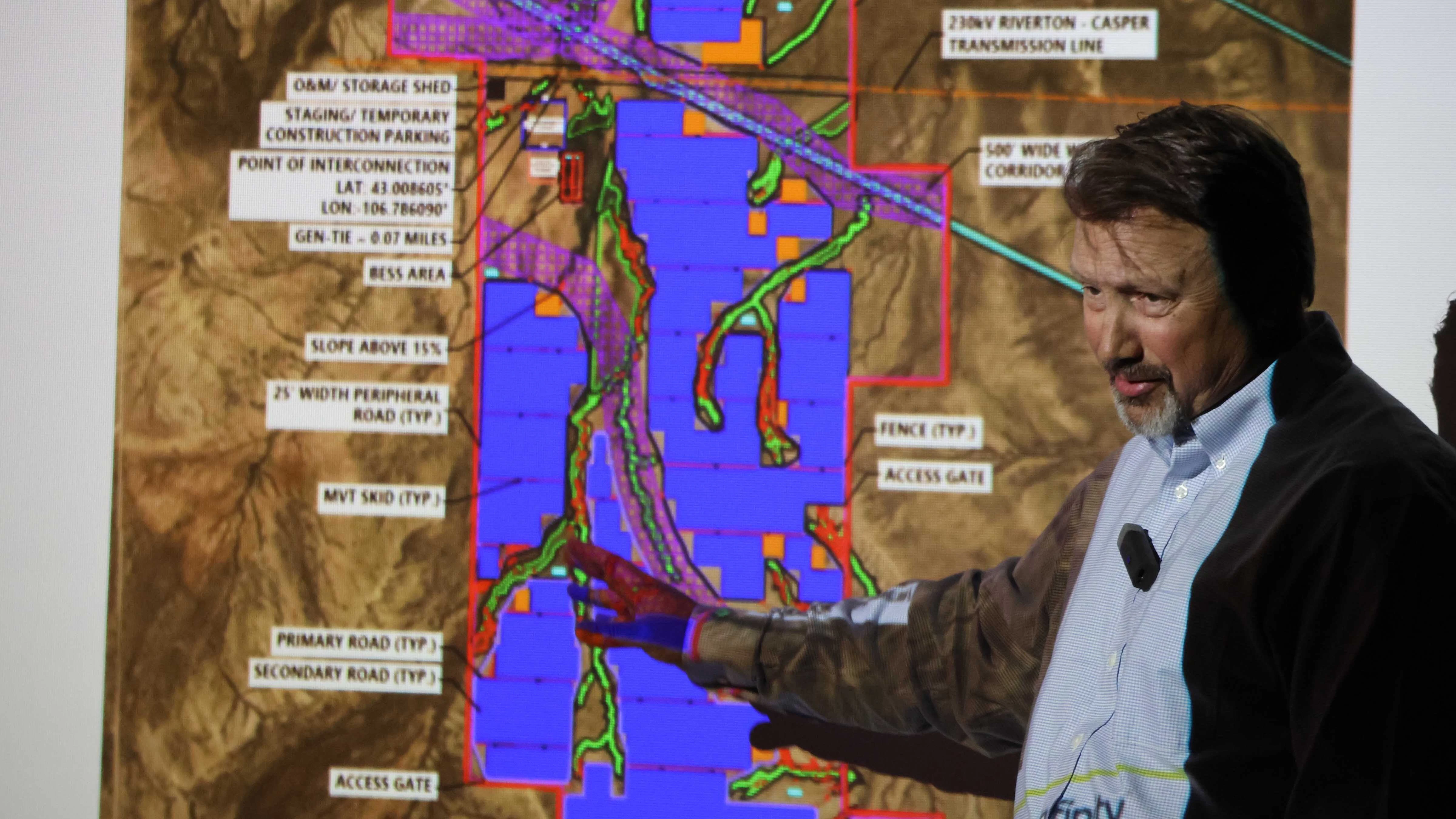 Enfinity spokesman Ethan Jahnke shares information with Natrona County residents.