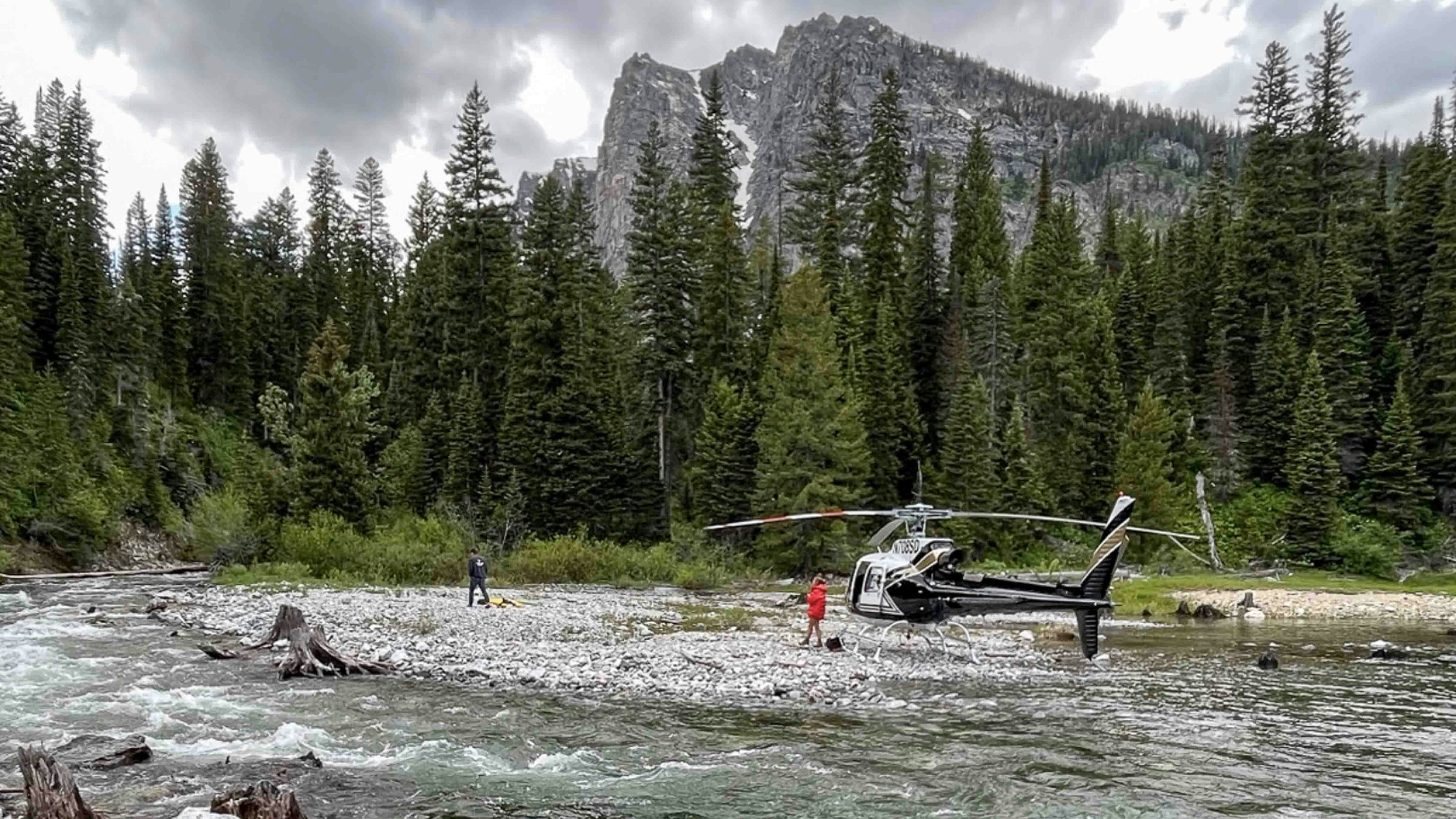 Photo of Peter Smith's helicopter in Grand Teton National Park on June 24, 2023.