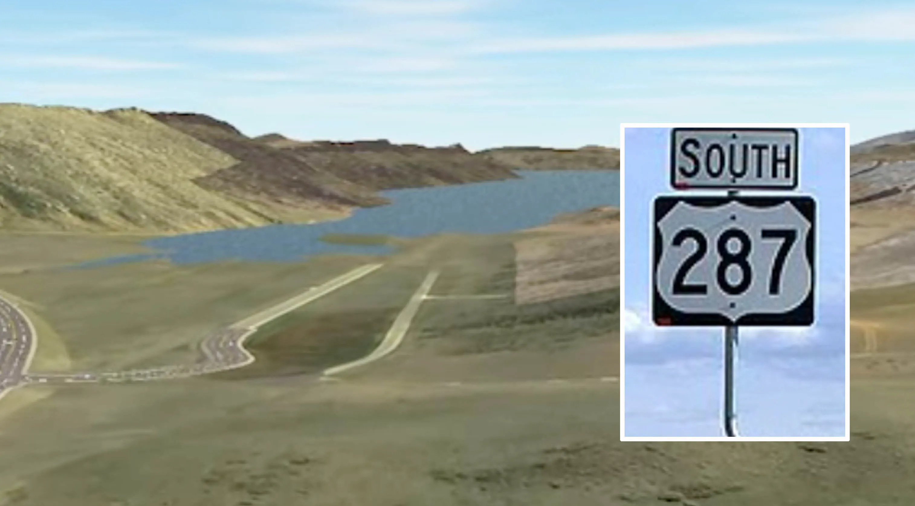 A Northern Water GIS rendering shows the planned Glade Reservoir filling the valley where the existing U.S. Highway 287 now runs. The highway will be relocated east before the reservoir begins filling.