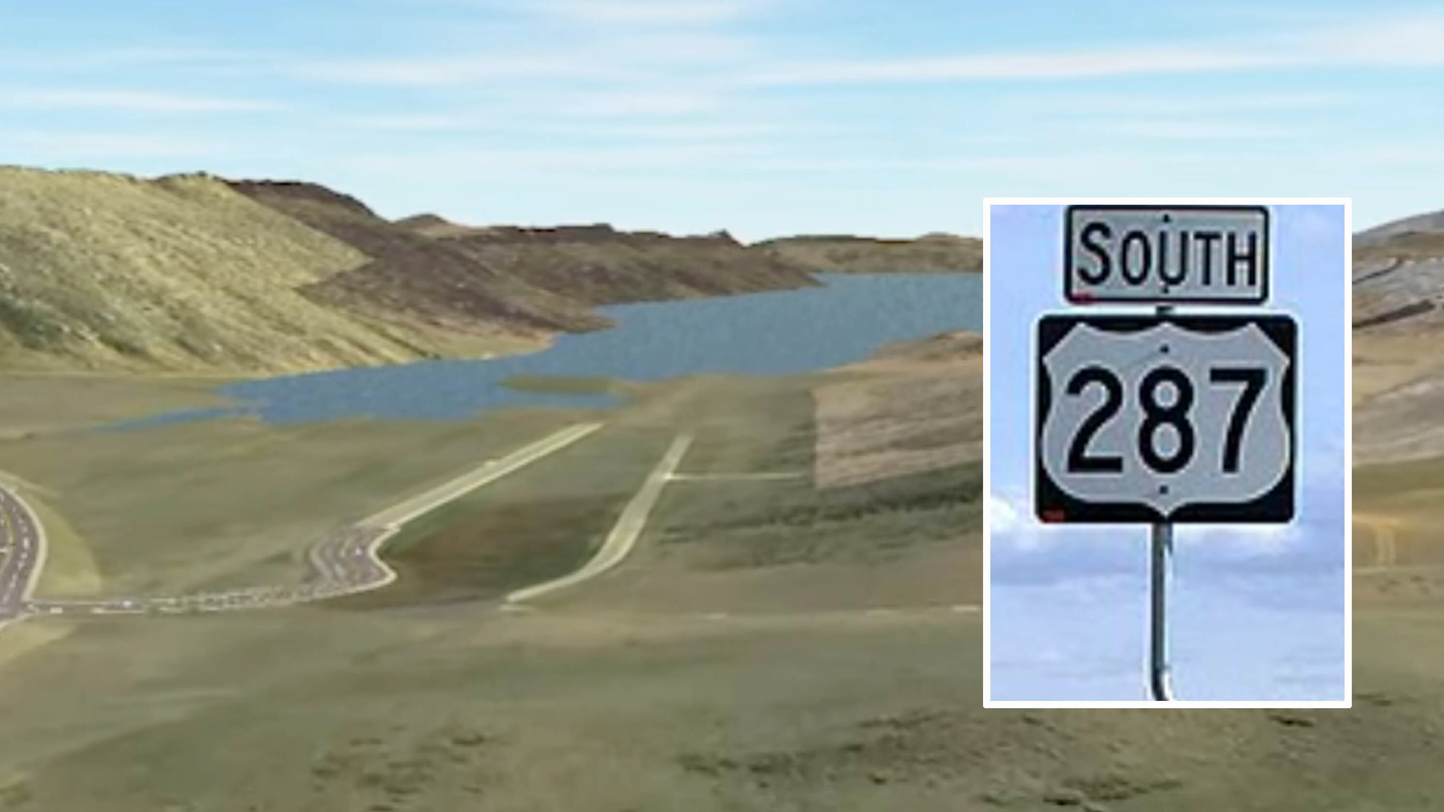 A Northern Water GIS rendering shows the planned Glade Reservoir filling the valley where the existing U.S. Highway 287 now runs. The highway will be relocated east before the reservoir begins filling.