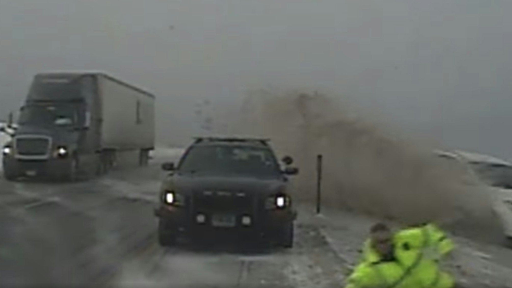 Highway patrol close call