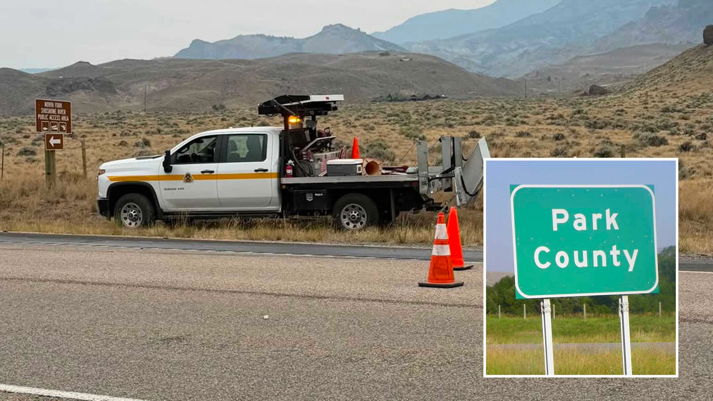 Wapiti resident Jimmy Rush took this photo while he was heading toward Cody for work and observed the scene of the incident.