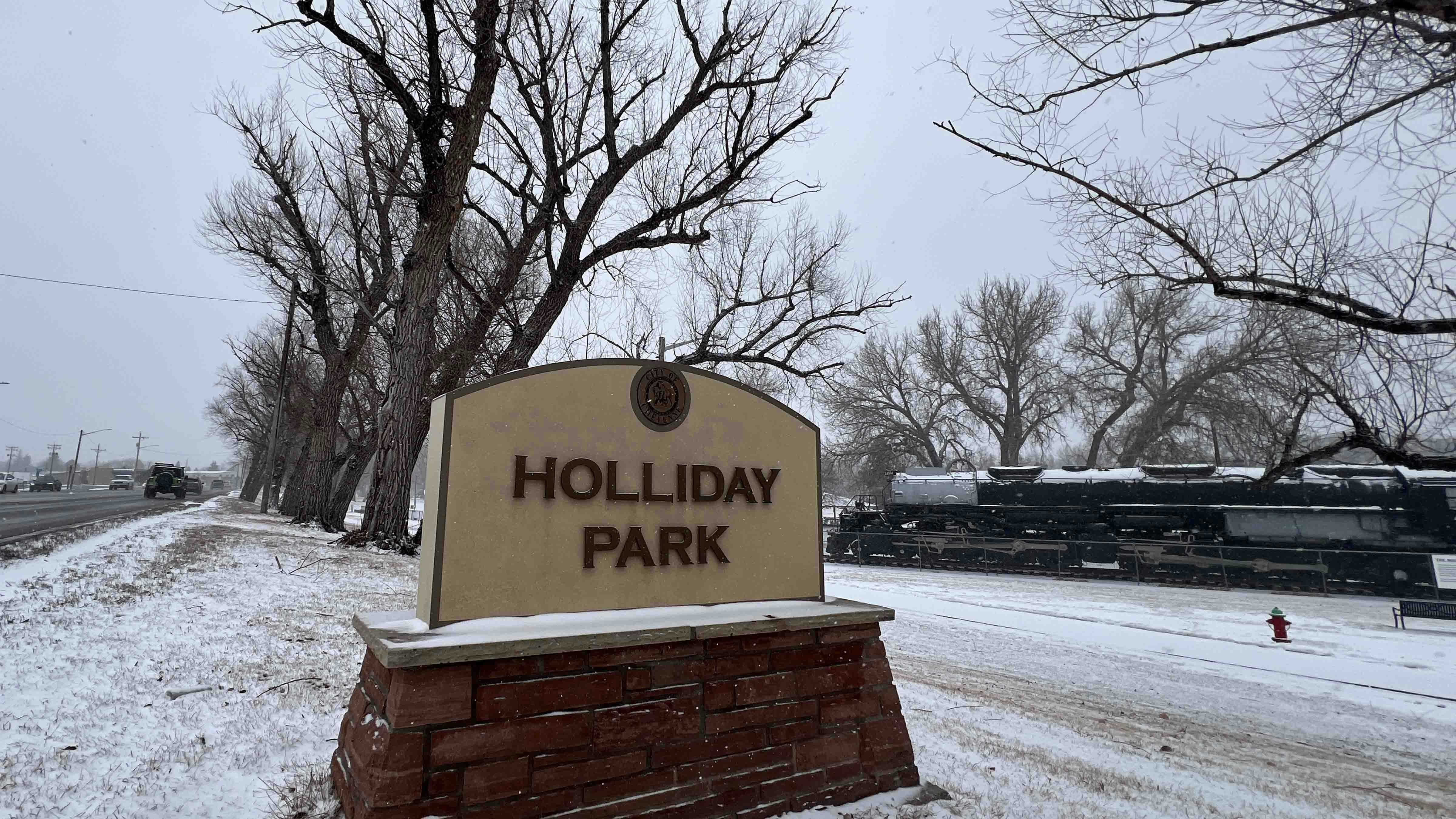 Entrance to Holliday Park in Cheyenne on Feb 16, 2024