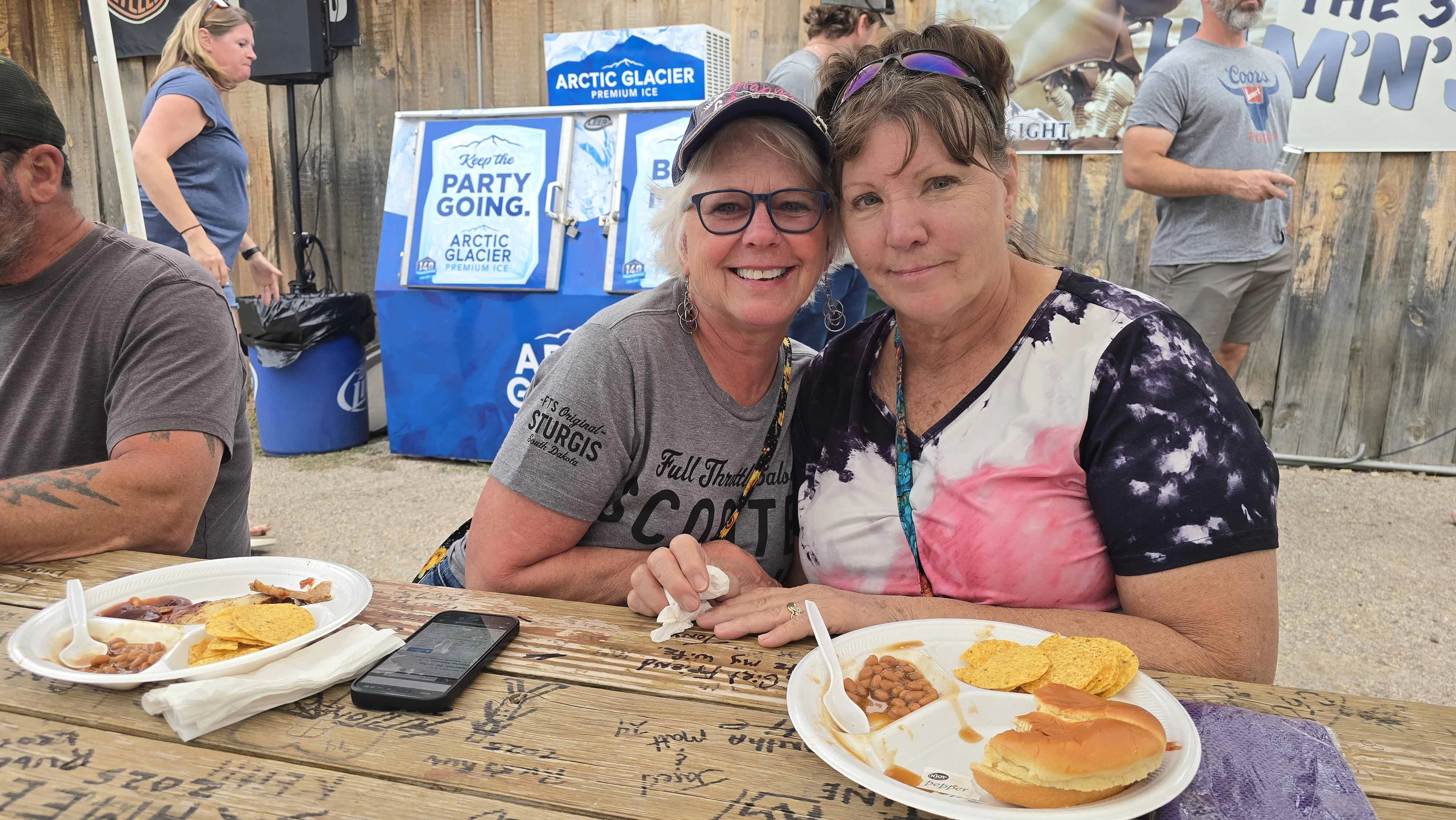 From left, Lori Schmidt from the Buford area and Kathy Webb of Laramie come to Hulett for the  Ham and Jam nearly every year.