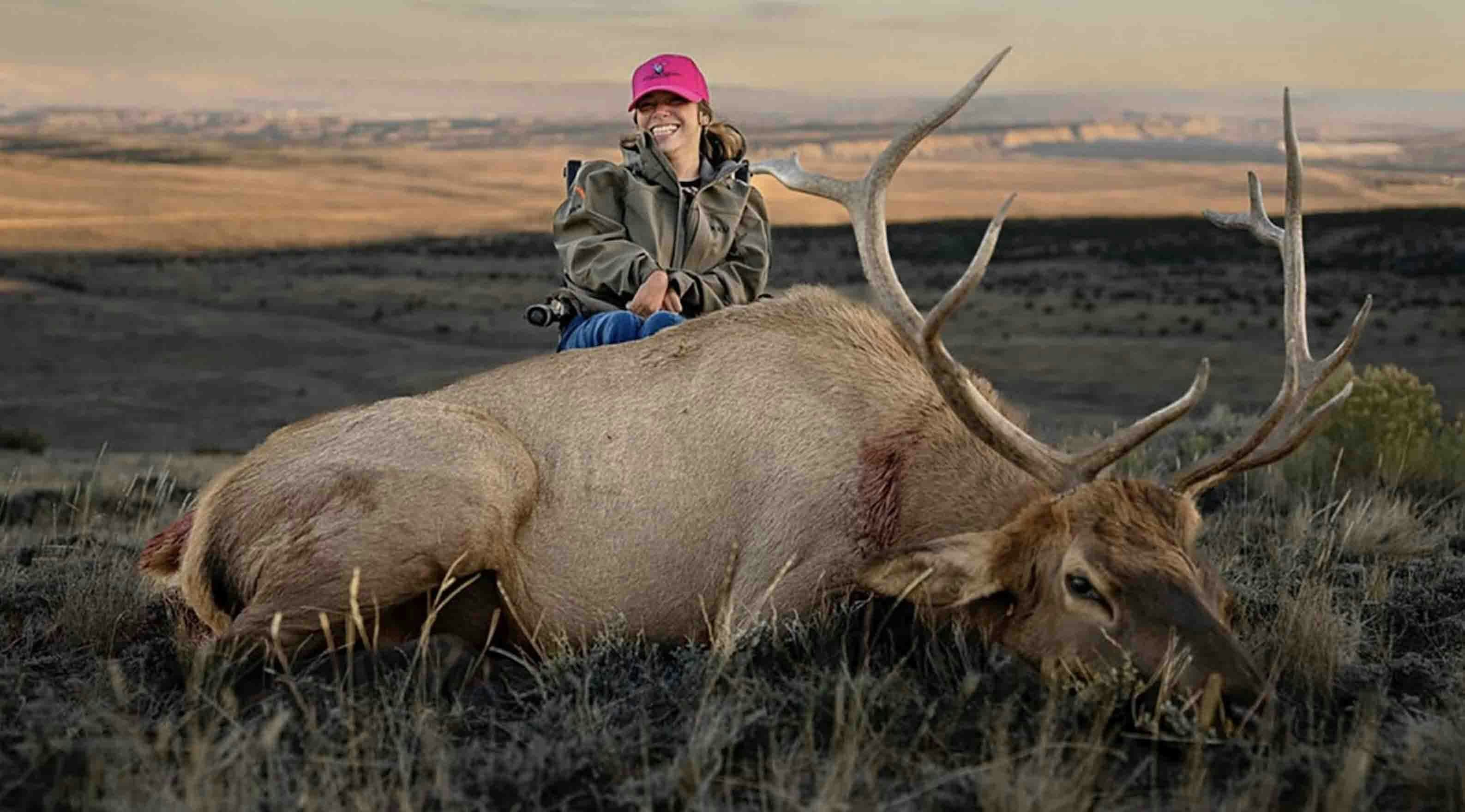 Aeriana Quinteras, 14, of Ohio has cerebral palsy and cannot walk or communicate verbally. That didn’t stop her from getting this Wyoming bull elk, through a hunting program sponsored by Muley Fanatics.