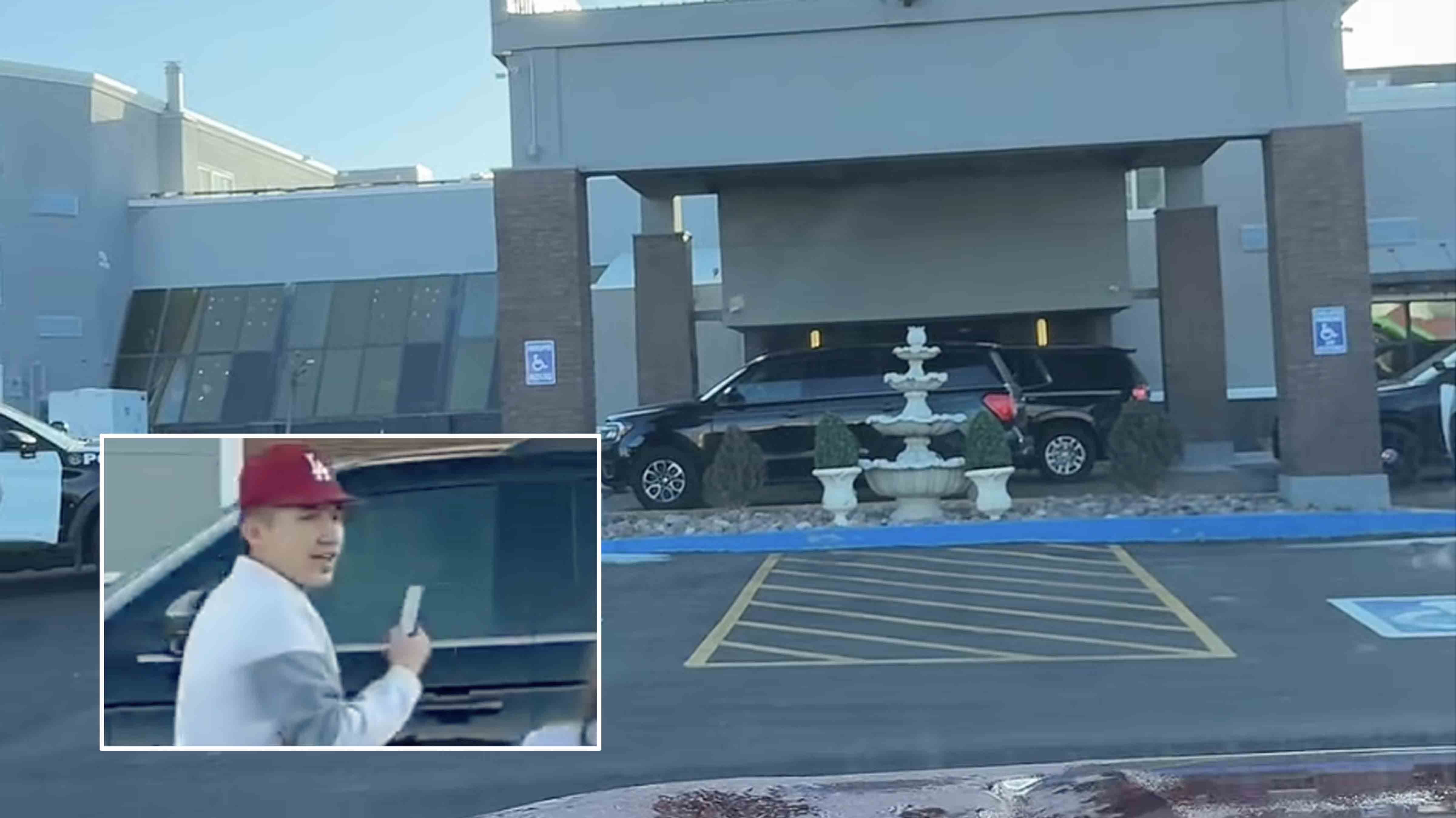 Screenshot of a protestor outside of the Four Points Sheraton Hotel in Rock Springs on Thursday, January 29, 2026