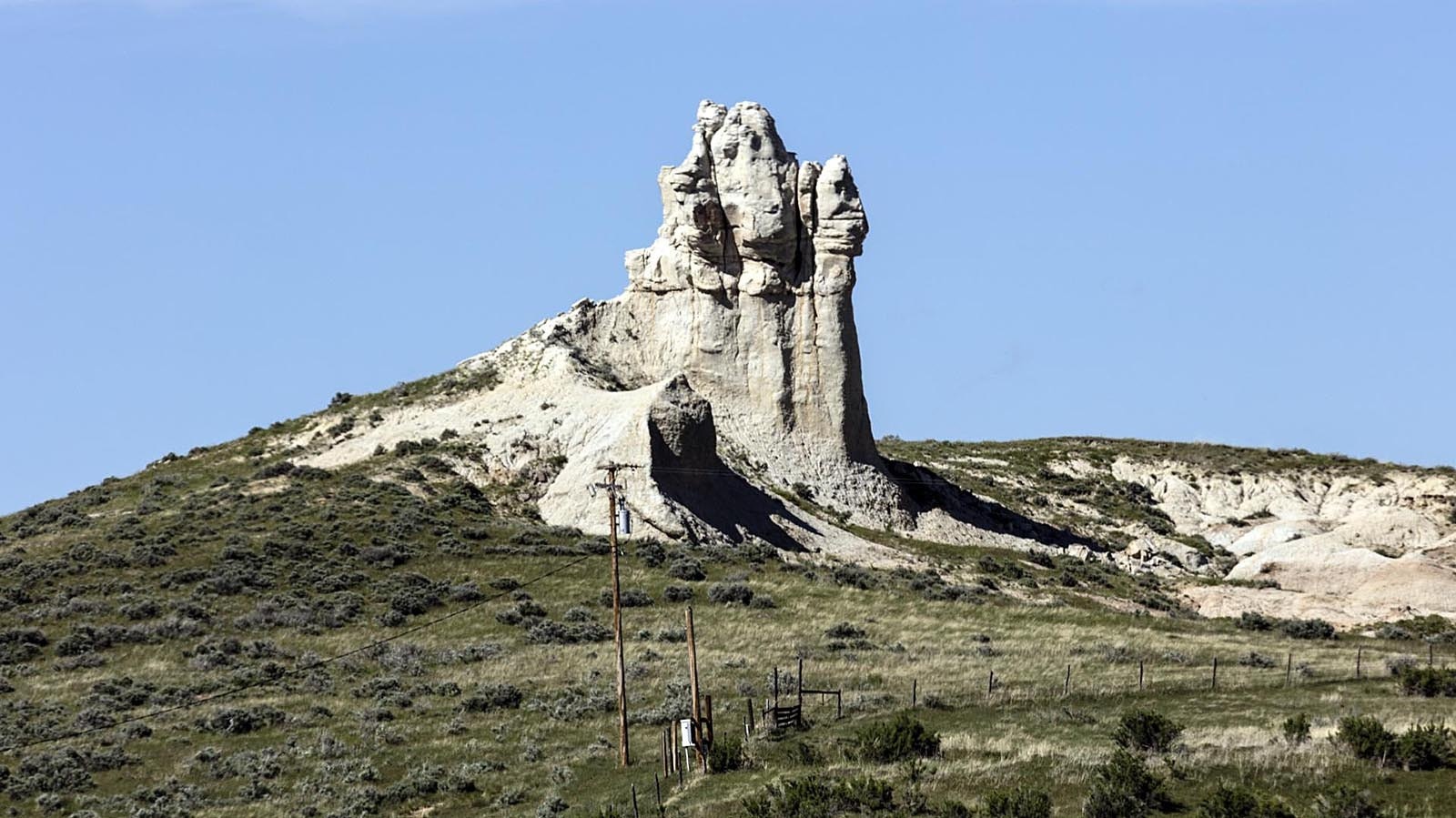 Teapot Rock, a distinctive sedimentary rock formation in Natrona County, Wyoming, that lent its name to a nearby oil field that became notorious as the focus of the Teapot Dome bruhaha, a bribery scandal involving misuse of funds related to the Teapot Dome oil fields in 1921-22 during the presidential administration of Warren G. Harding.