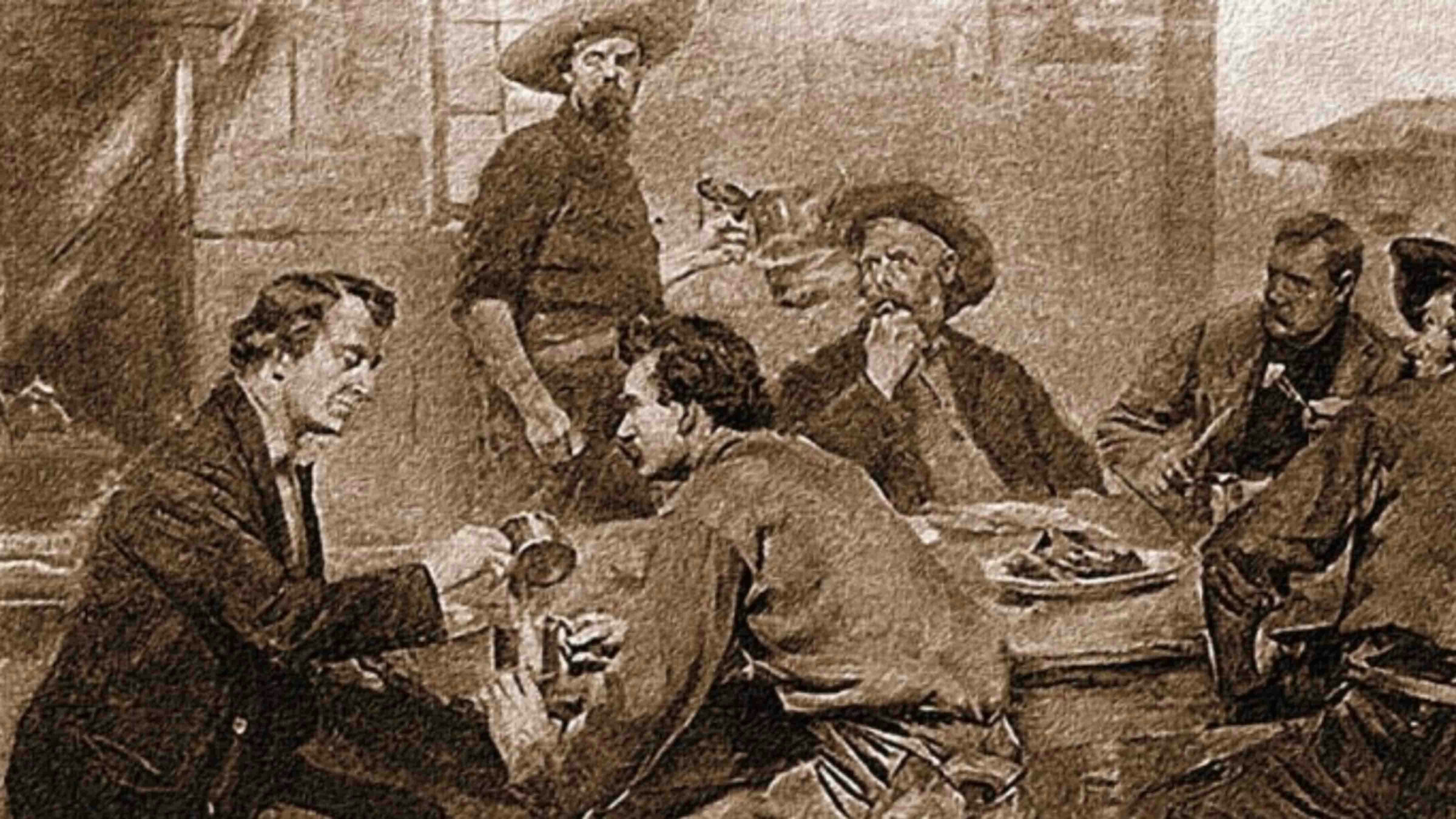 Illustration of Jack Slade meeting Mark Twain, on August 3, 1861