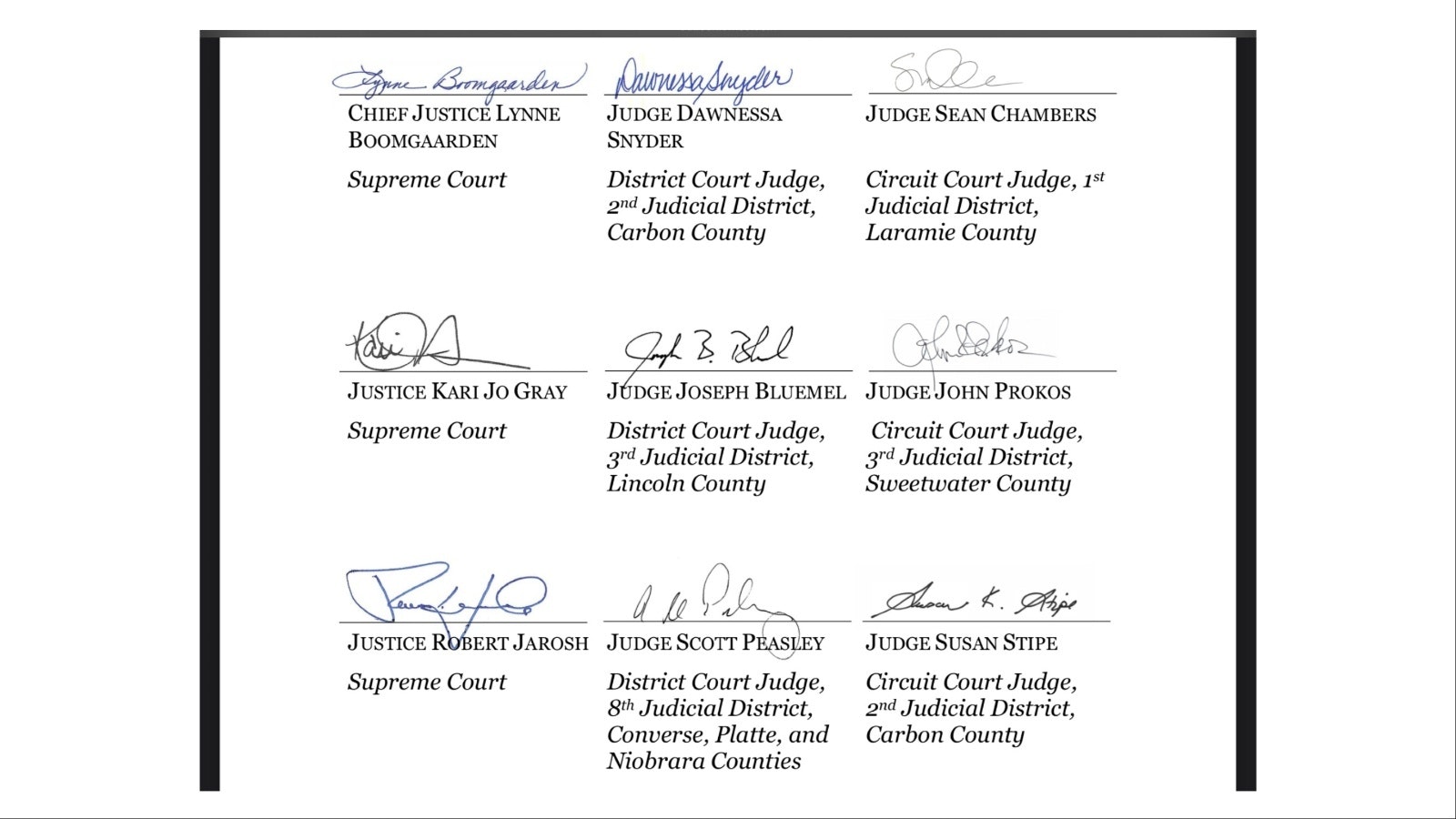 Judicial council signatures