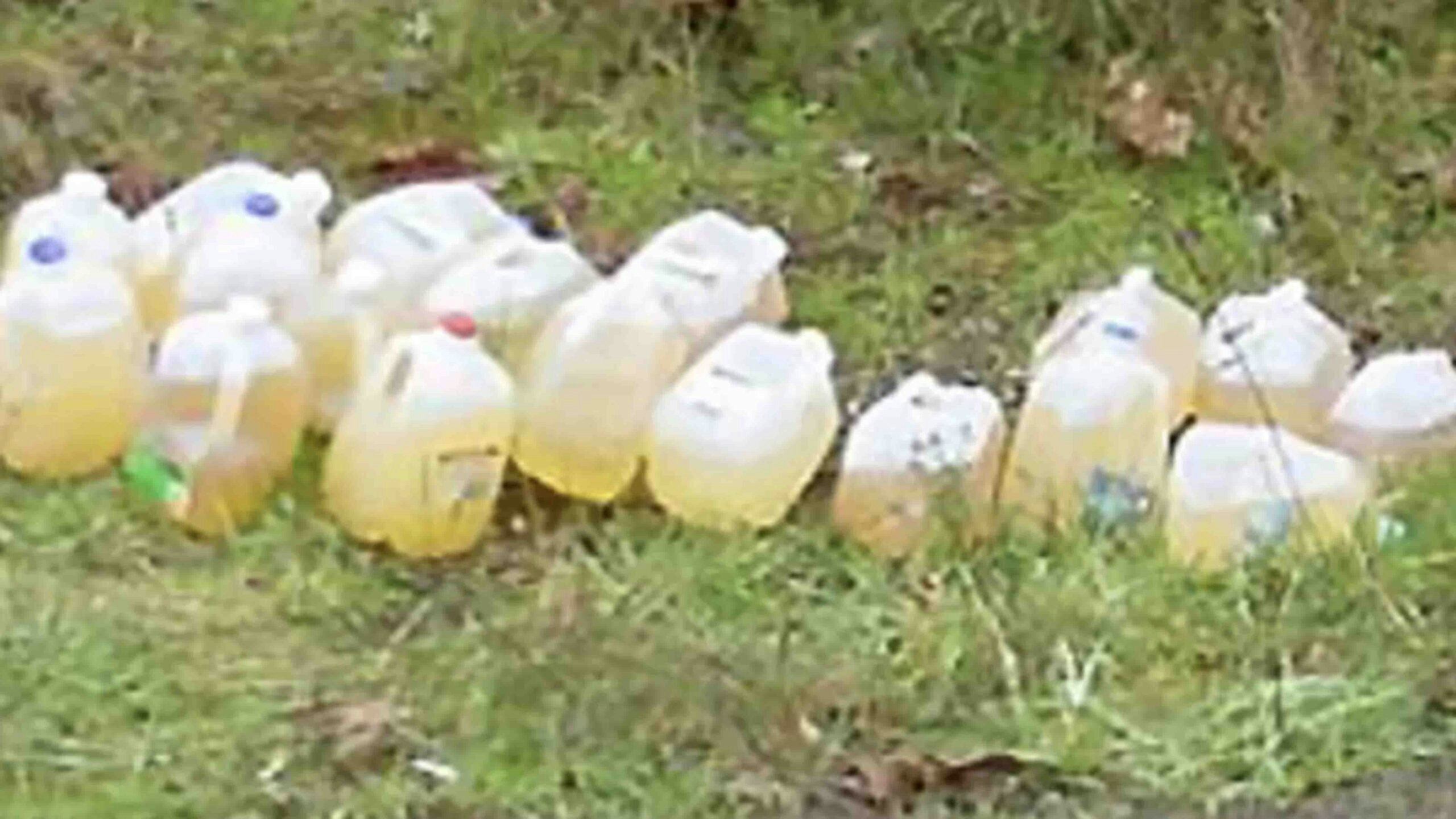 Jugs of urine scaled