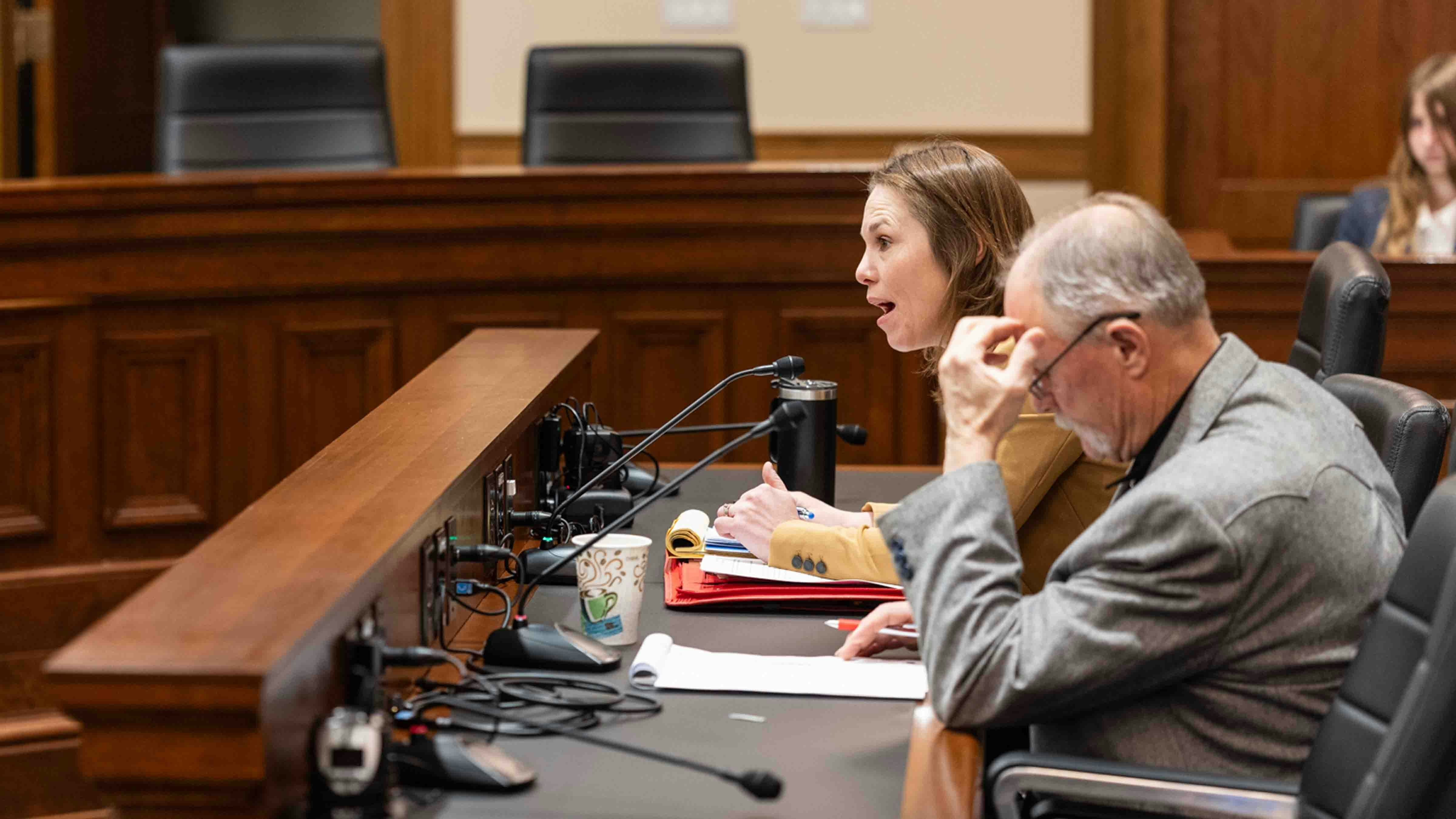 Kelly Norris, Wyoming State Forester, testifying at the Senate Agriculture Committee Meeting