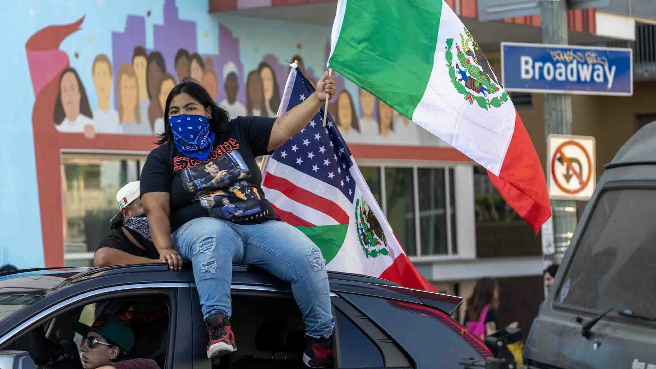 Protestor in Los Angeles on June 11, 2025