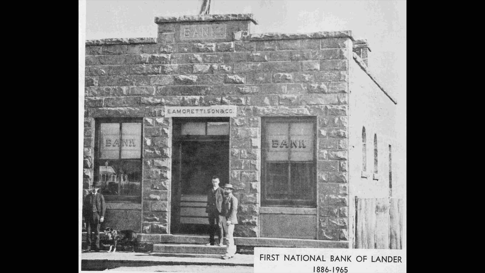 The Amoretti Bank in Lander, Wyoming. Amoretti Sr. and Amoretti Jr. are pictured.