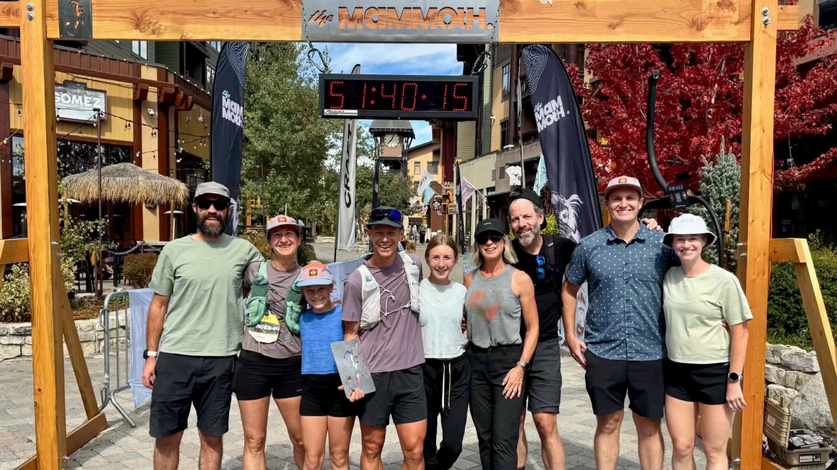 Lander resident and ultramarathoner Gabe Joyes with his support team at the finish line of the 2026 Mammoth 200. Joyes finished first, running 220 miles in 51 hours, 35 minutes, and 11 seconds.