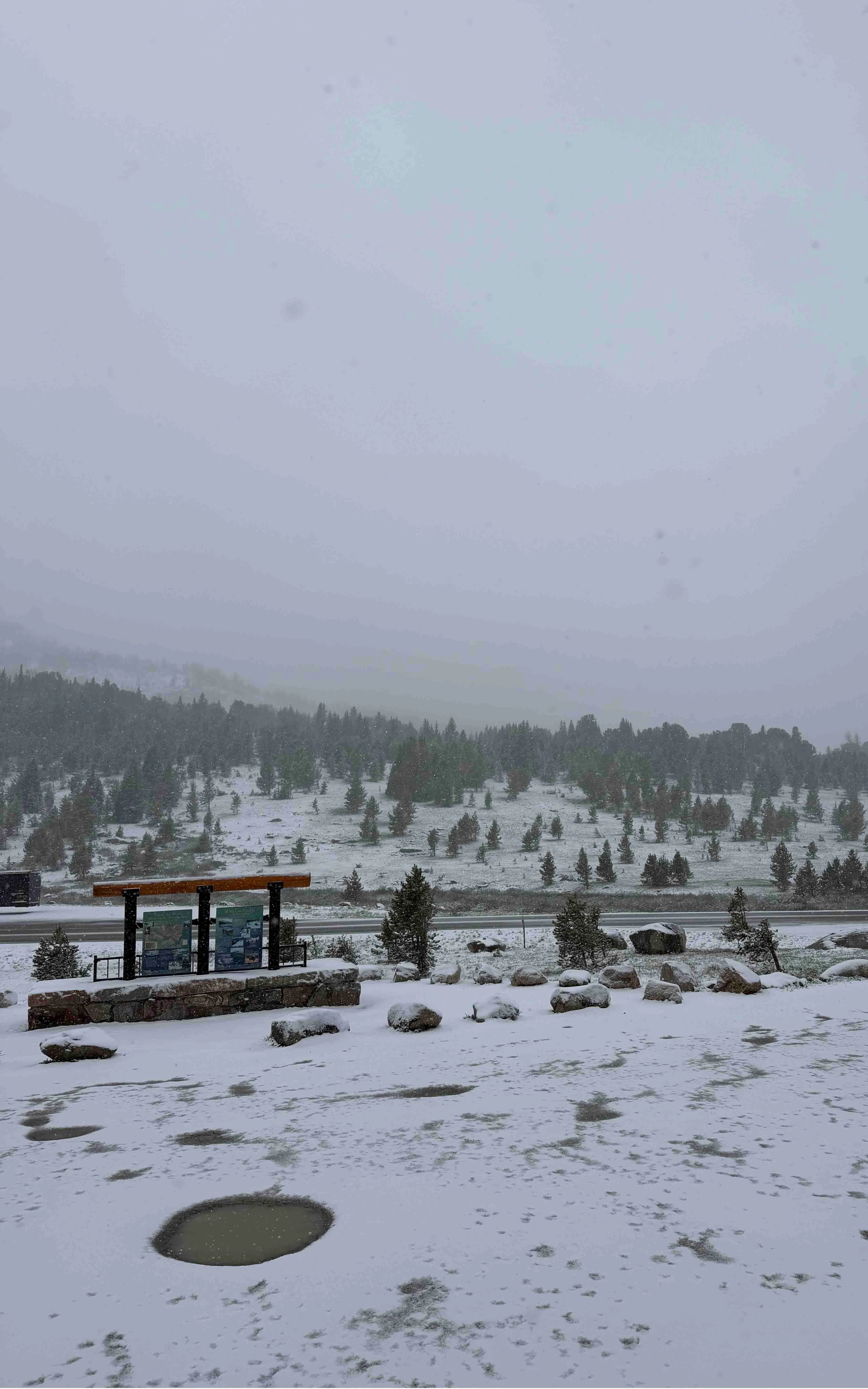 Snowing in Red Lodge, Montana, on Monday, June 29, 2026