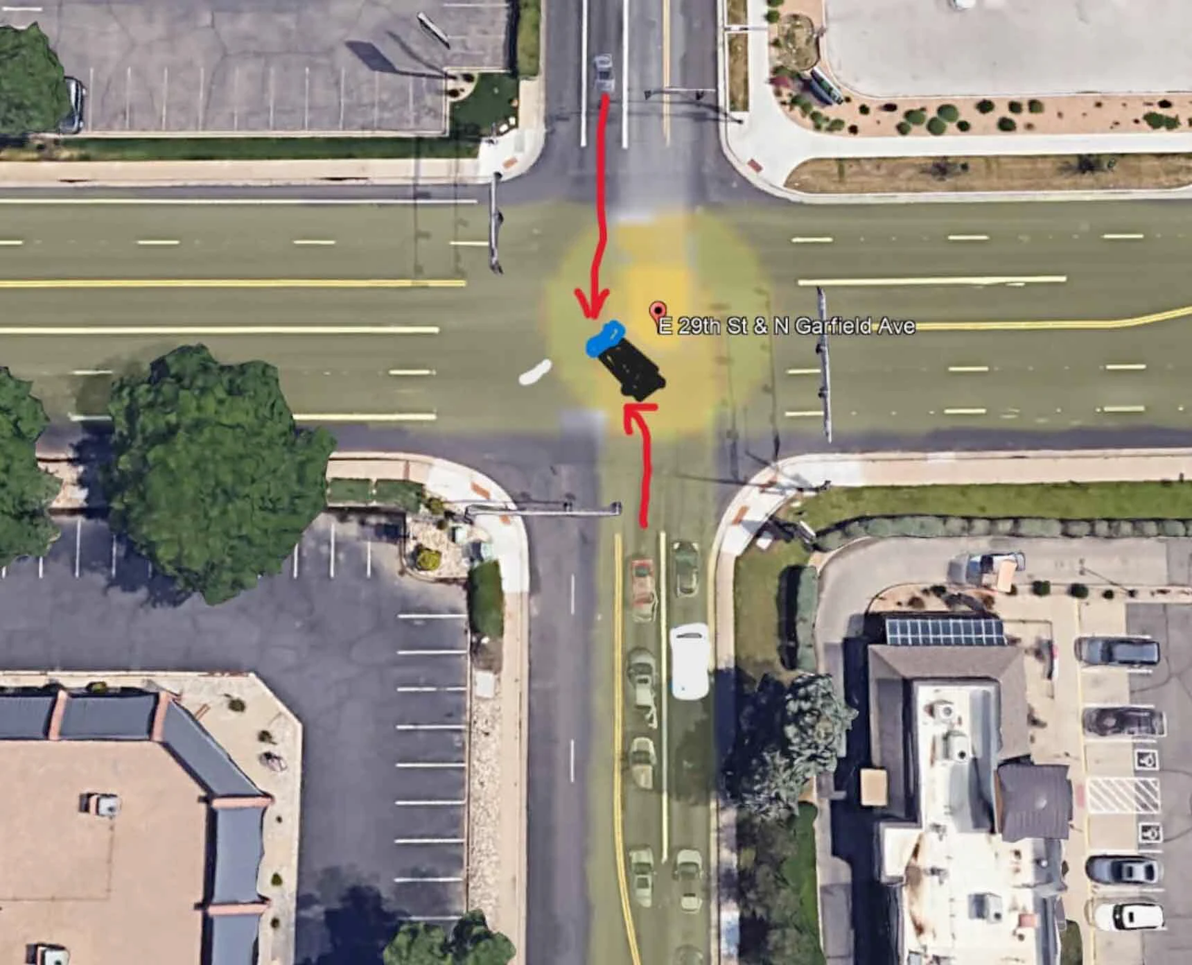 Eyewitness Scott McKinney created this diagram showing the pickup turning left across the path of Duane Brown’s southbound motorcycle at the Loveland intersection where Brown was killed.