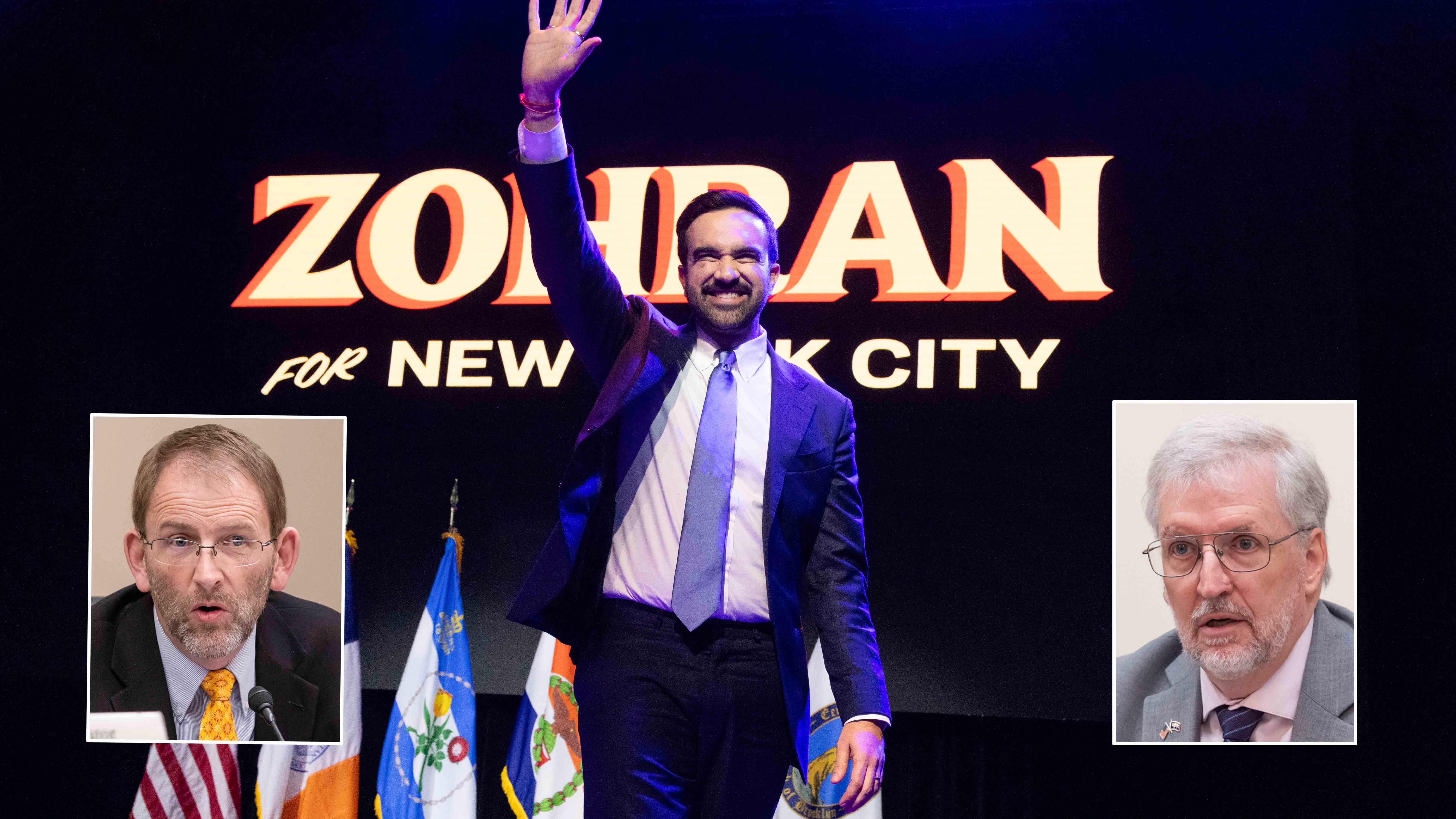 Above, New York City Mayor Zohran Mamdani with Wyoming Democratic legislators Chris Rothfuss, left, and Ken Chestek.