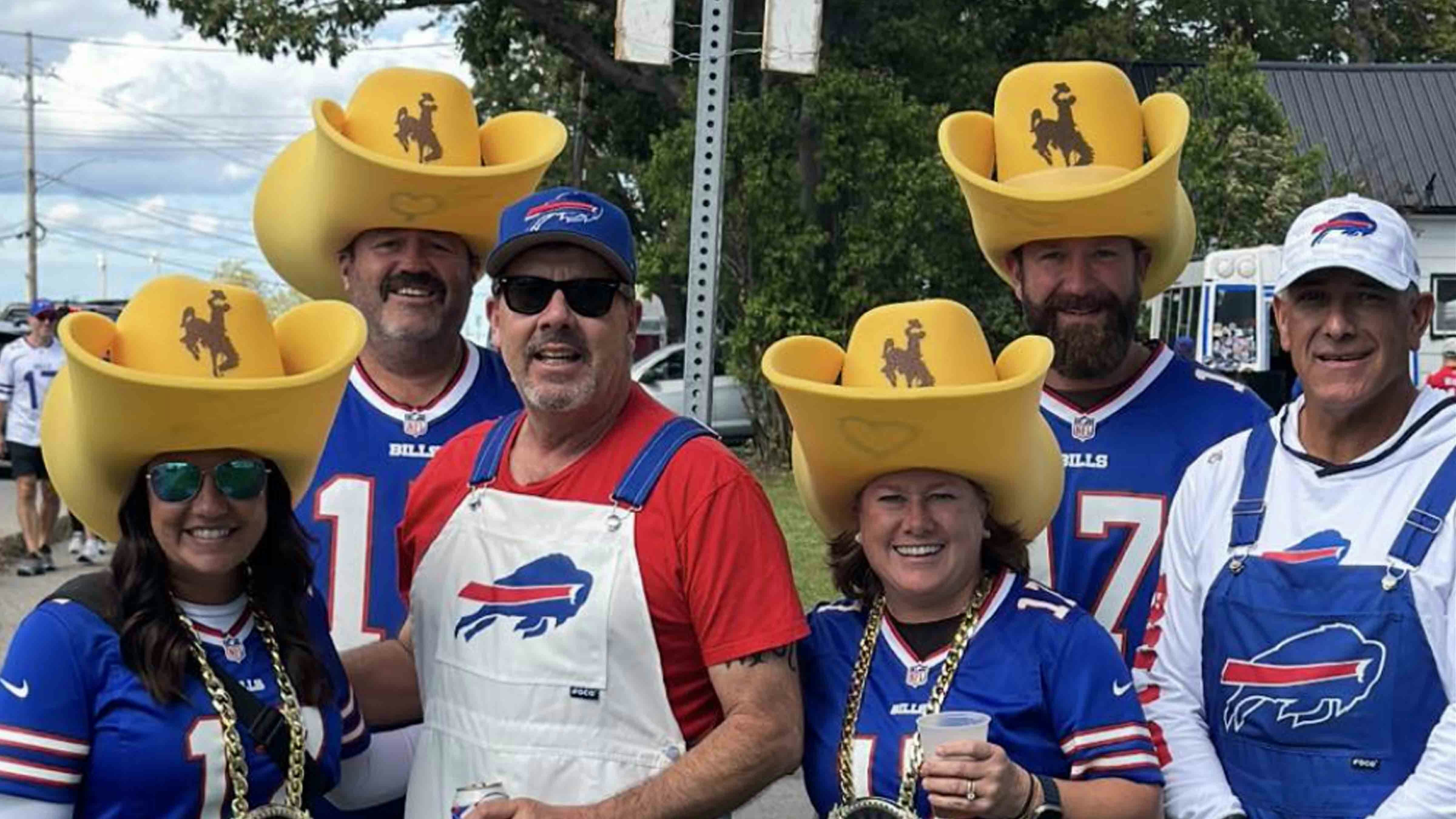 Wyoming native Mark Valenzuela and friends at a Buffalo Bills game in Buffalo, New York