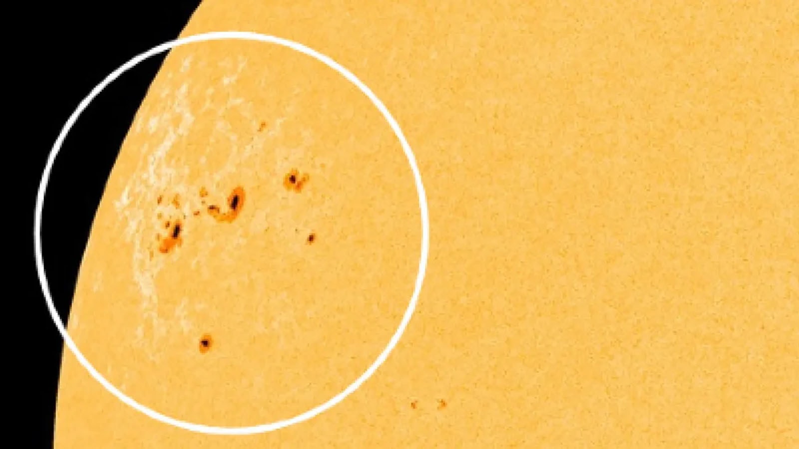 A giant sunspot archipelago, or a collection of sunspots, on the surface of the sun covers an area more than 15 times the width of Earth.
