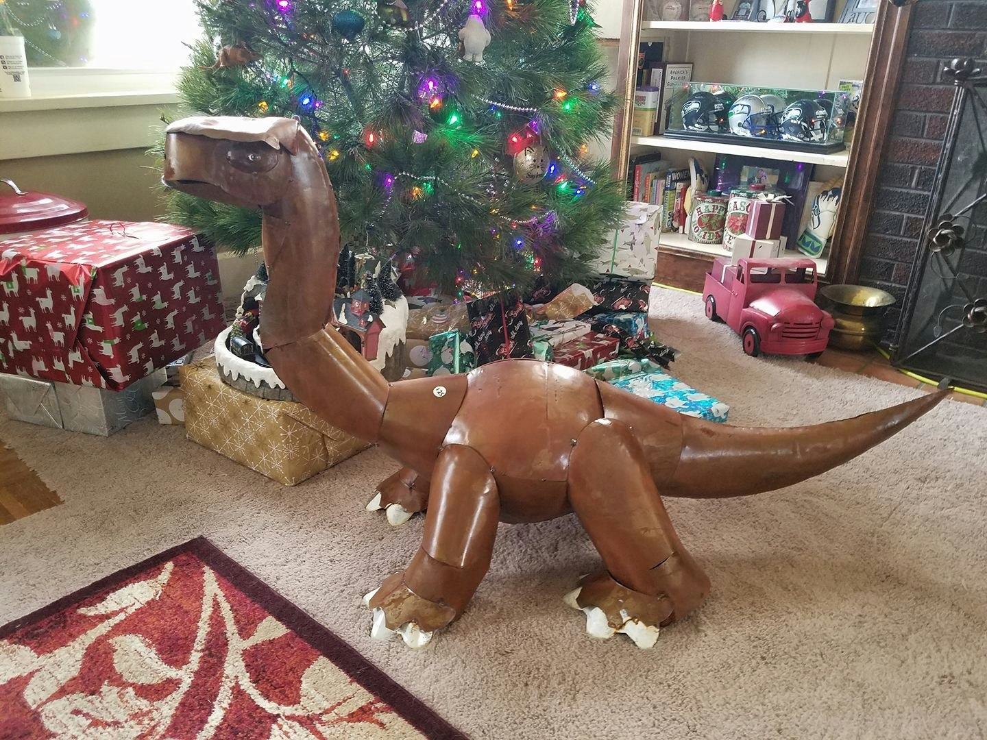 Dino, a small brontosaurus sculpture, was stolen from a Cheyenne family's yard last week.