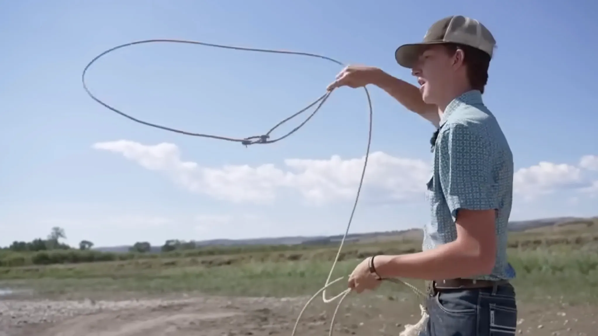 Jory Thomas, 14, practices his roping, which came in handy over the Fourth of July weekend when he roped a man who fell into the Yellowstone River.