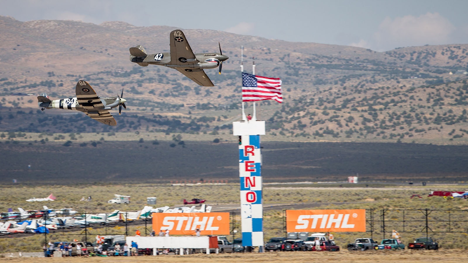 A scene from the 2027 National Championship Air Races in Reno, Nevada.