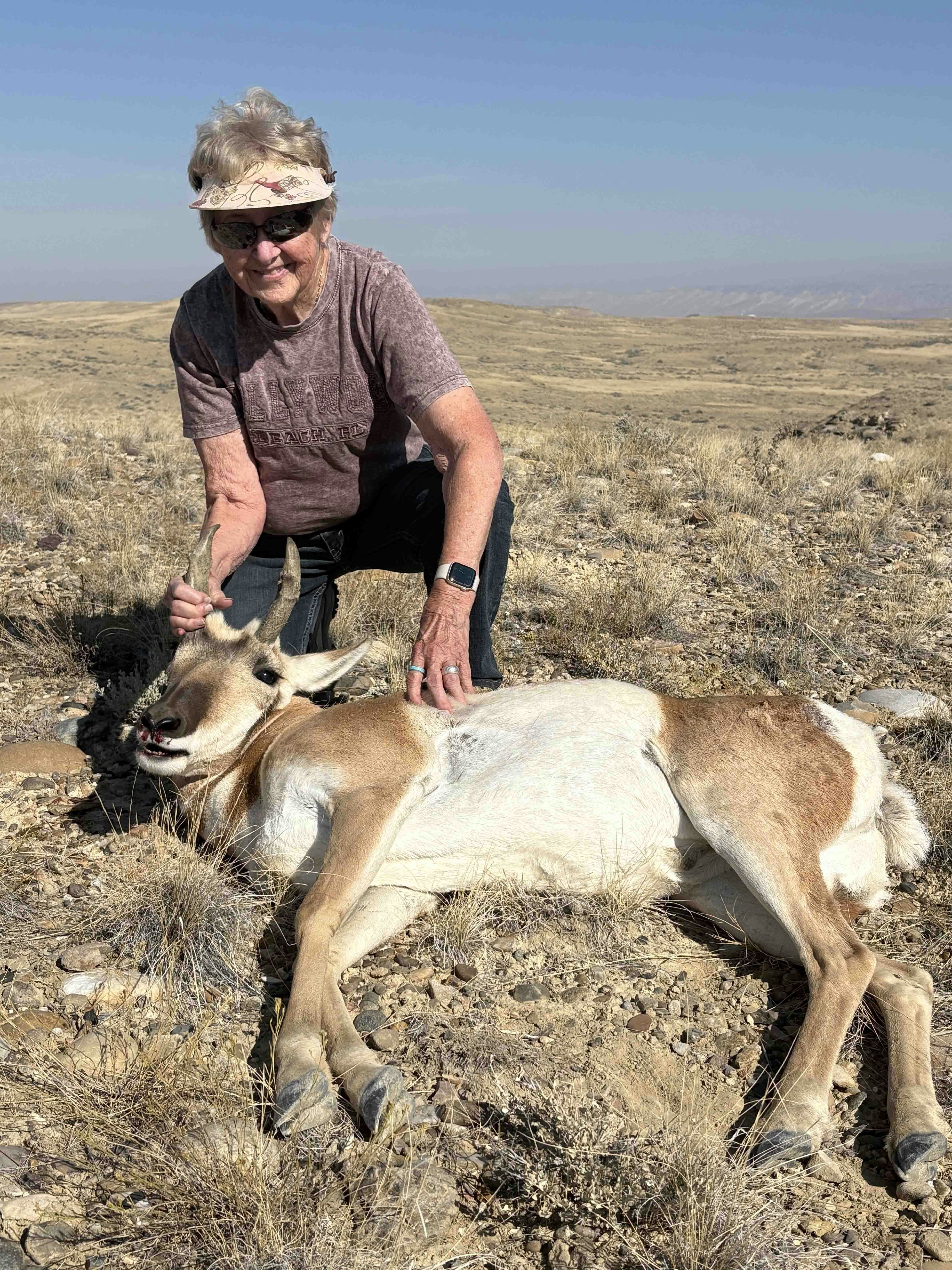 Neda Herman, 83, of Basin started her hunting season out right this year, with a buck antelope.