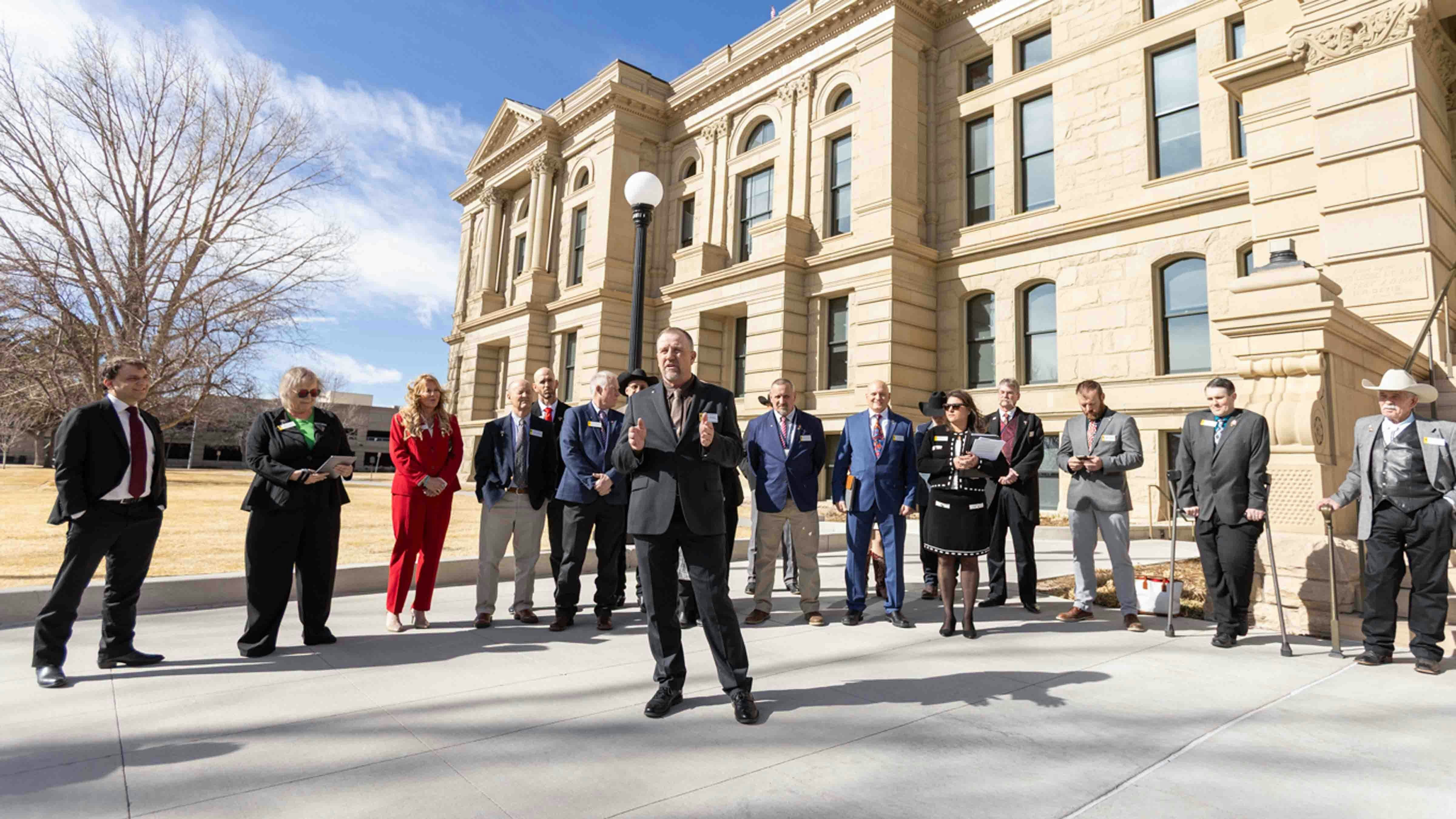 Representative Chip Neiman speaking at the Freedom Caucus Press Conference at the Capitol on February 9