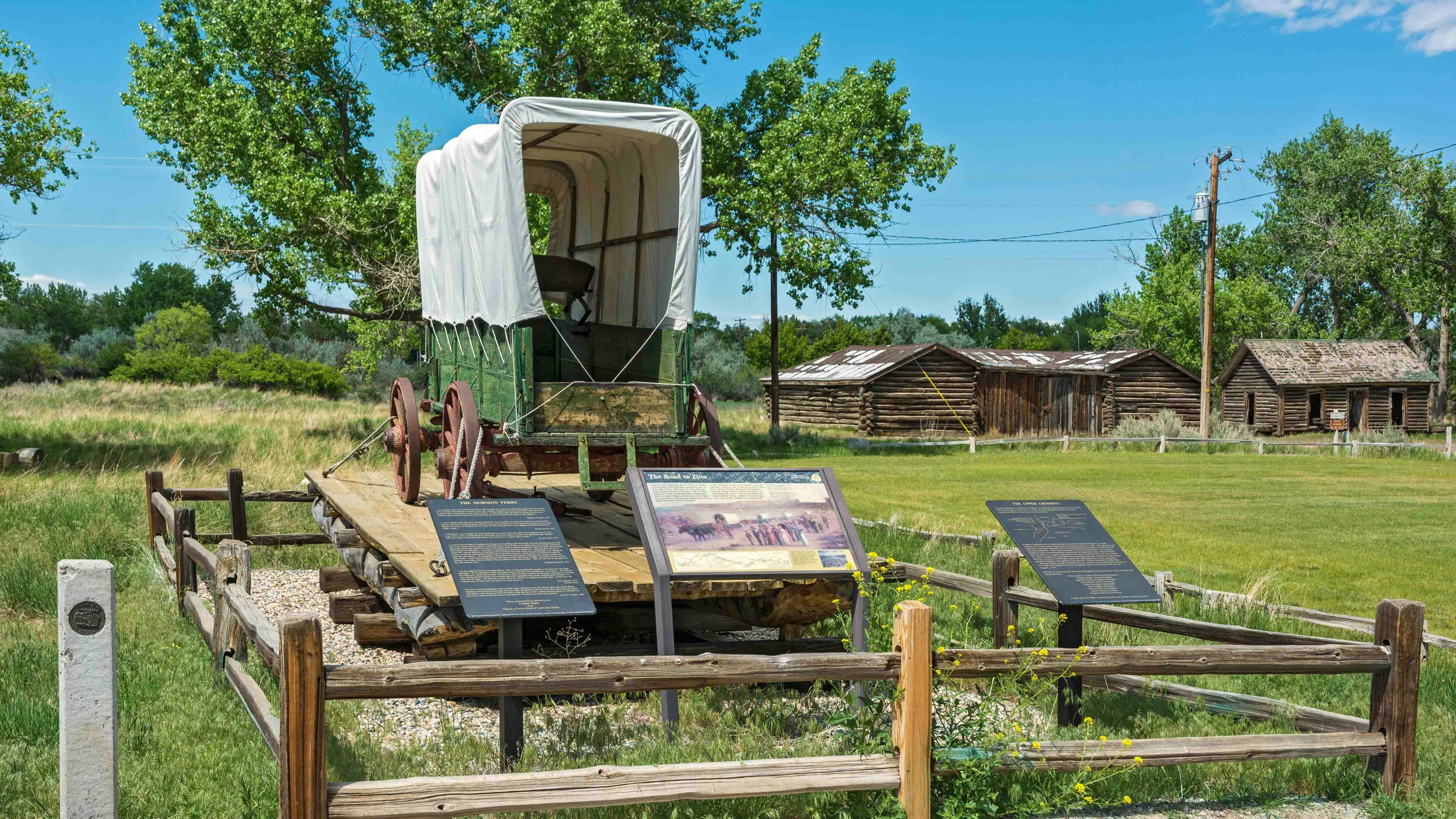 "Mormon Ferry, first commercial ferry at Upper Crossing of N. Platte River in 1847"