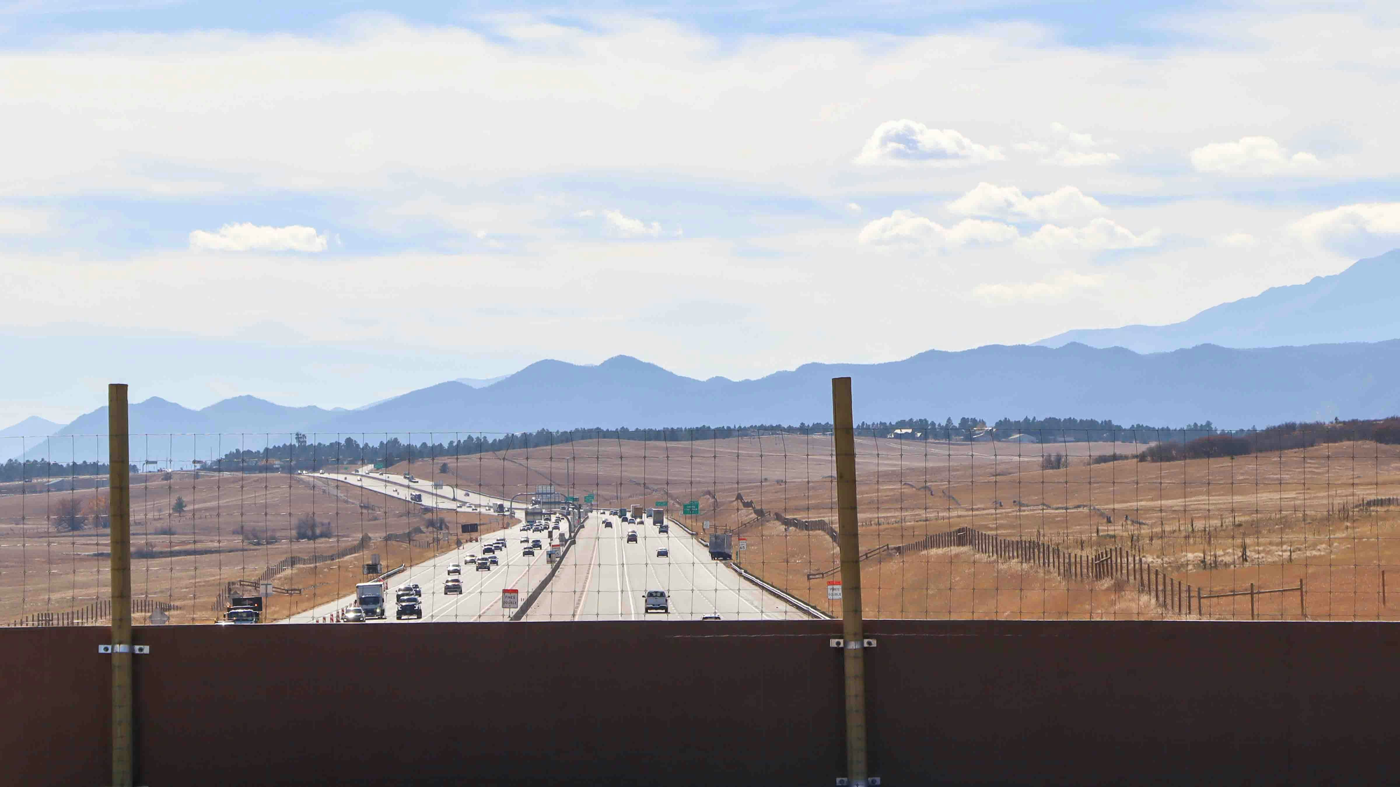 Pictured here is a view from the Greenland wildlife overpass along Interstate 25 south of Denver.