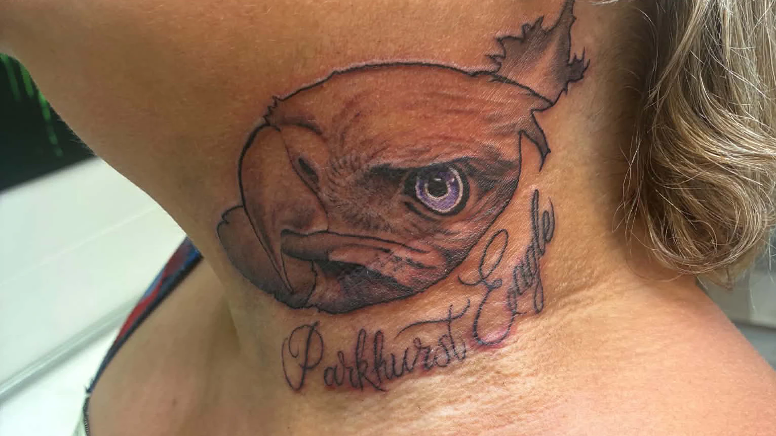 The tattoo Angelina Alvarado got from tattoo artist Ivan TwoBulls. Both individuals agree the tattoo is unfinished but are arguing over the details. Alvarado said TwoBulls never told her it was unfinished and refused to touch it up, while TwoBulls said Alvarado gave him an unrealistic deadline before making disparaging posts about him on social media.