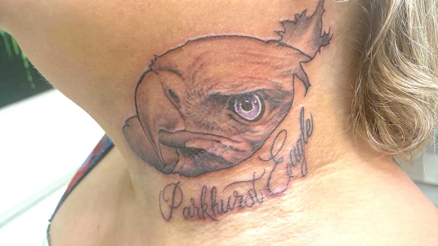 The tattoo Angelina Alvarado got from tattoo artist Ivan TwoBulls. Both individuals agree the tattoo is unfinished but are arguing over the details. Alvarado said TwoBulls never told her it was unfinished and refused to touch it up, while TwoBulls said Alvarado gave him an unrealistic deadline before making disparaging posts about him on social media.