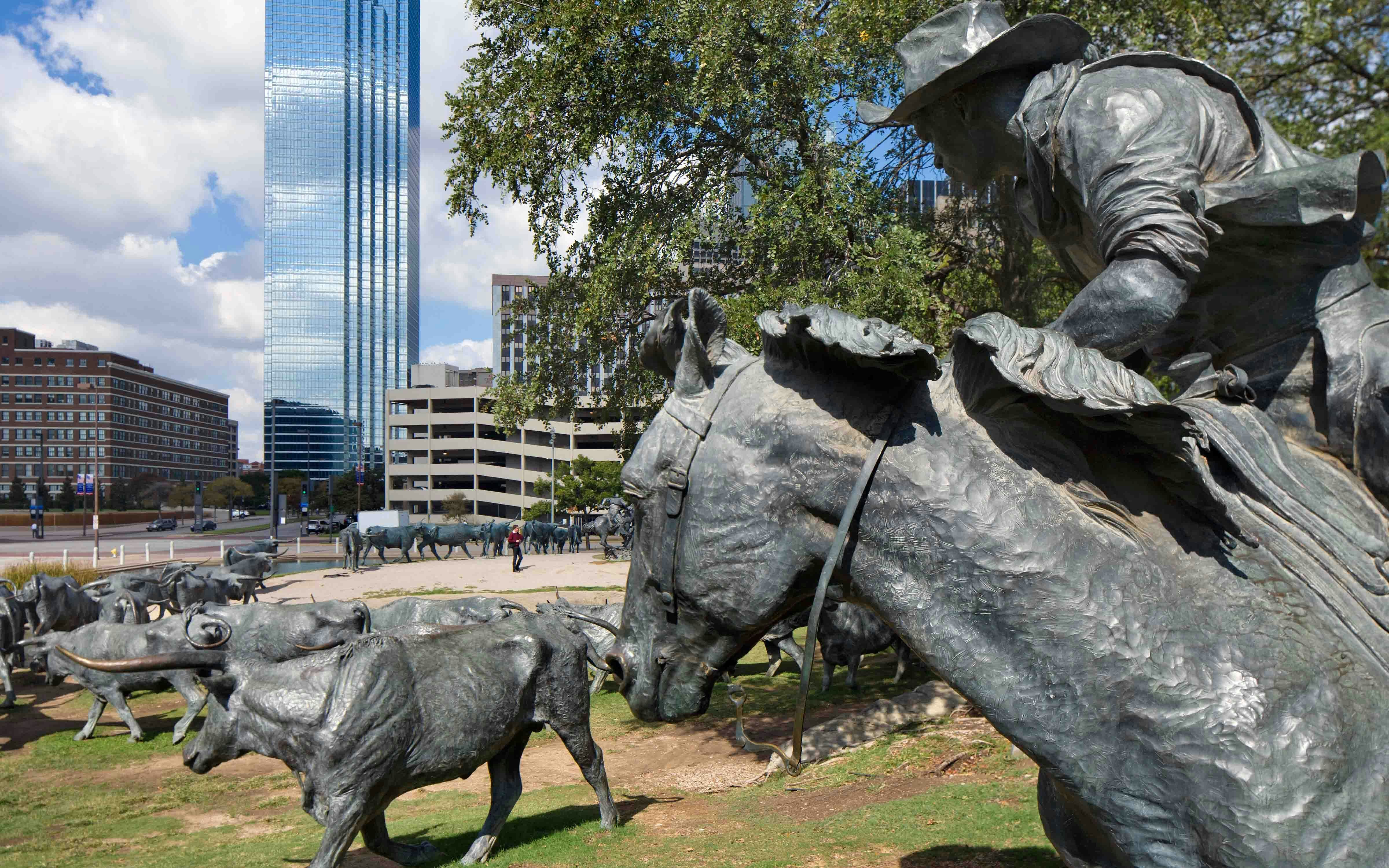 A huge bronze installation of 70 larger-than-life longhorn steers that was cast at Eagle Bronze Foundry in Lander, Wyoming.