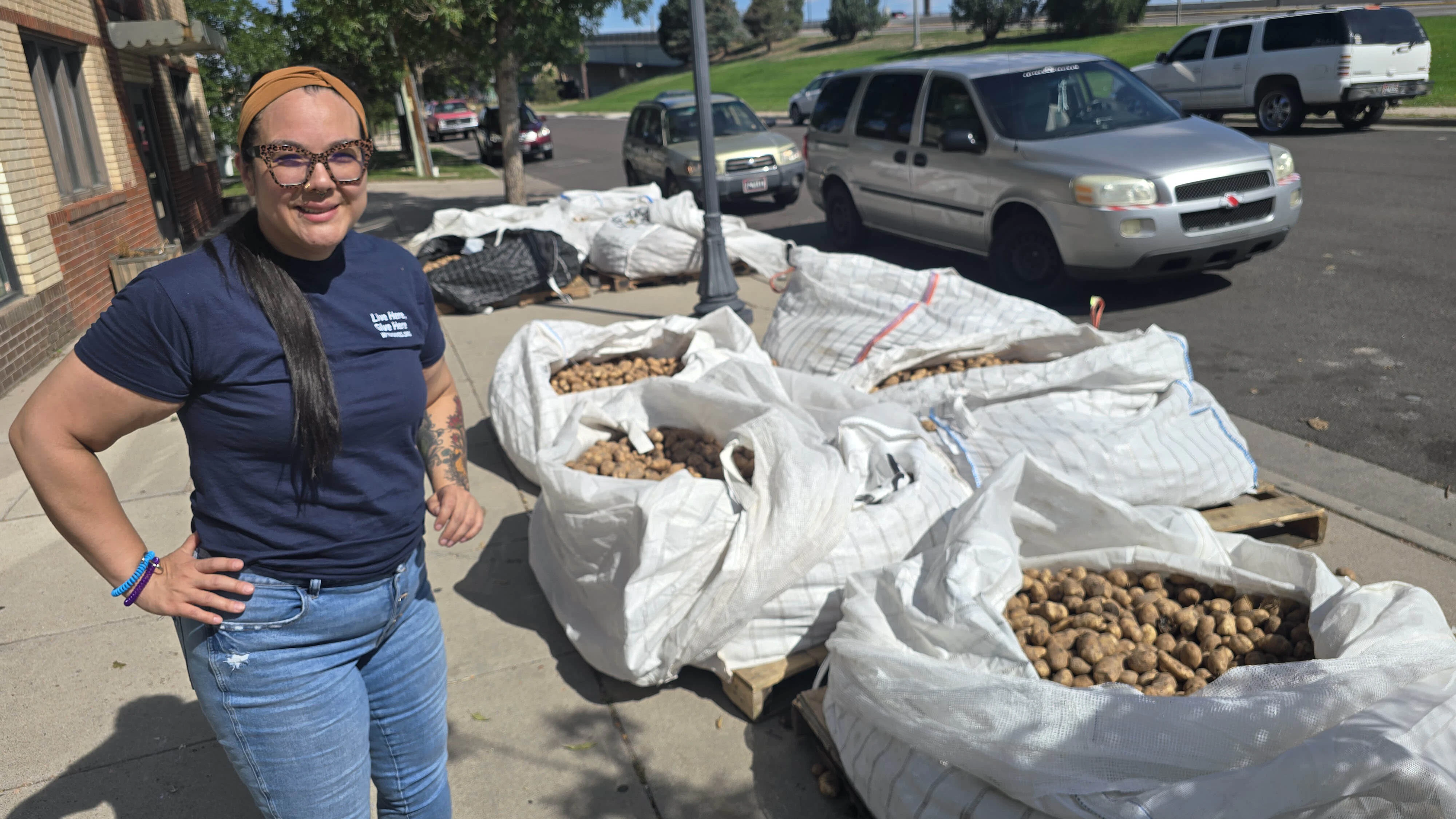 Needs Inc. Executive Director Kristen-Erin Balderas was happy to see the 42,700 pounds of potatoes they were delivered disappearing quickly into the hands of the community. There were no stipulations or donations required to take the potatoes. Just a willingness to ensure no food goes to waste.