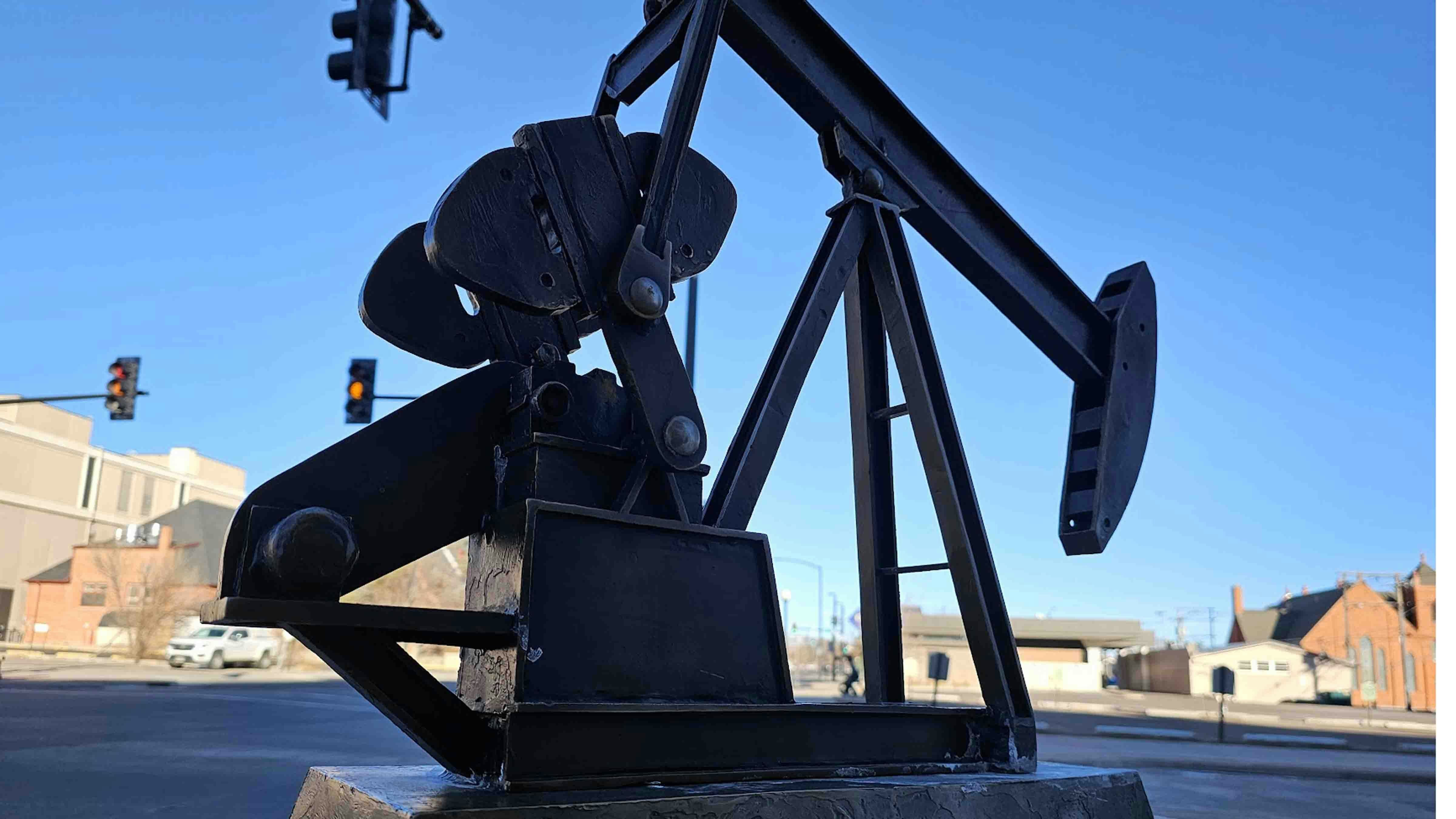 The Pump Jack, located at 19th street and Capitol, sculpted by Joey Banner and donated by Jonah Bank of Wyoming