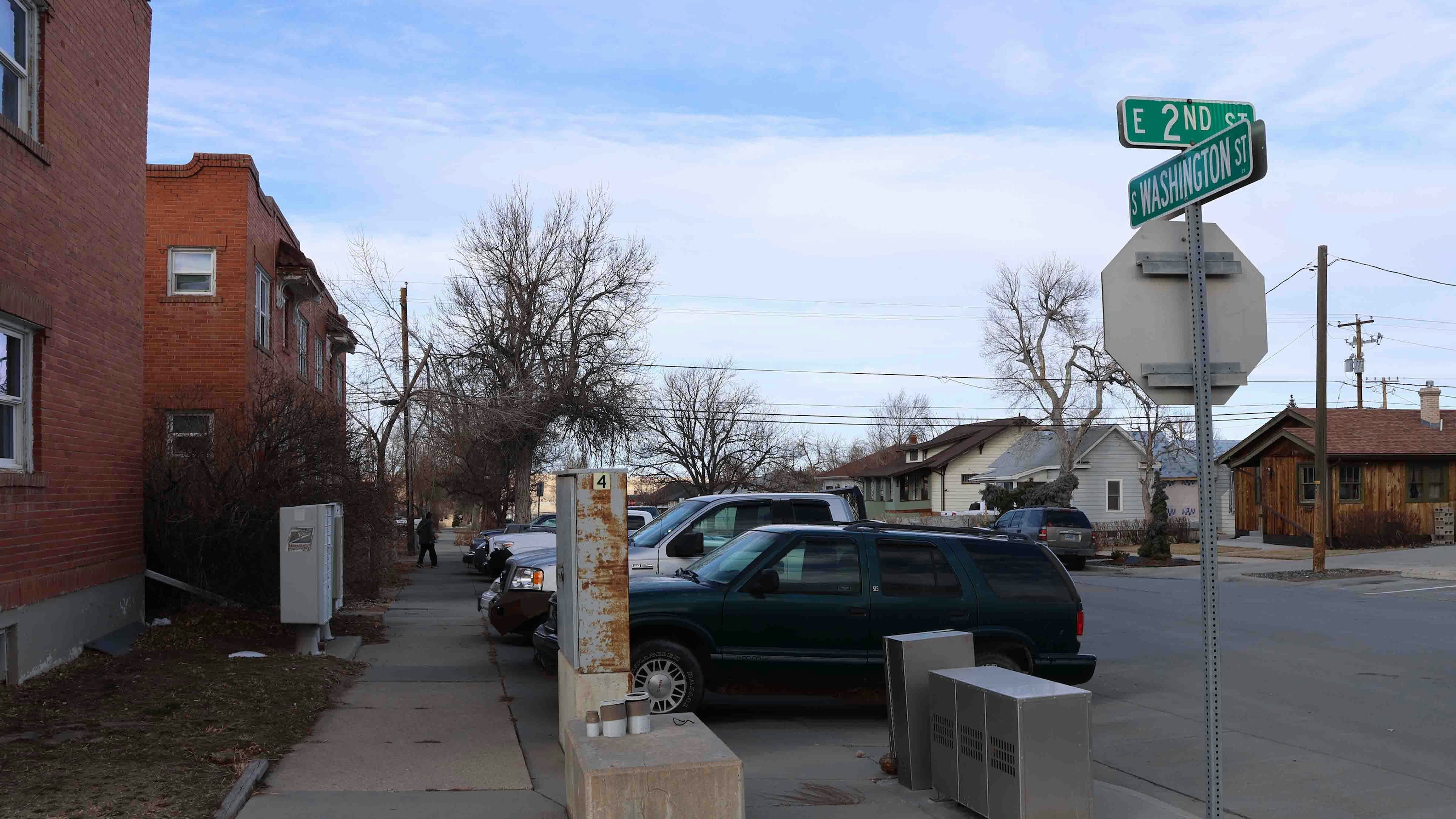 The Washington Street and Second Street location in Casper looking north on the 100 block drew a crowd after word got out of a shooting and 200 cases of whiskey.